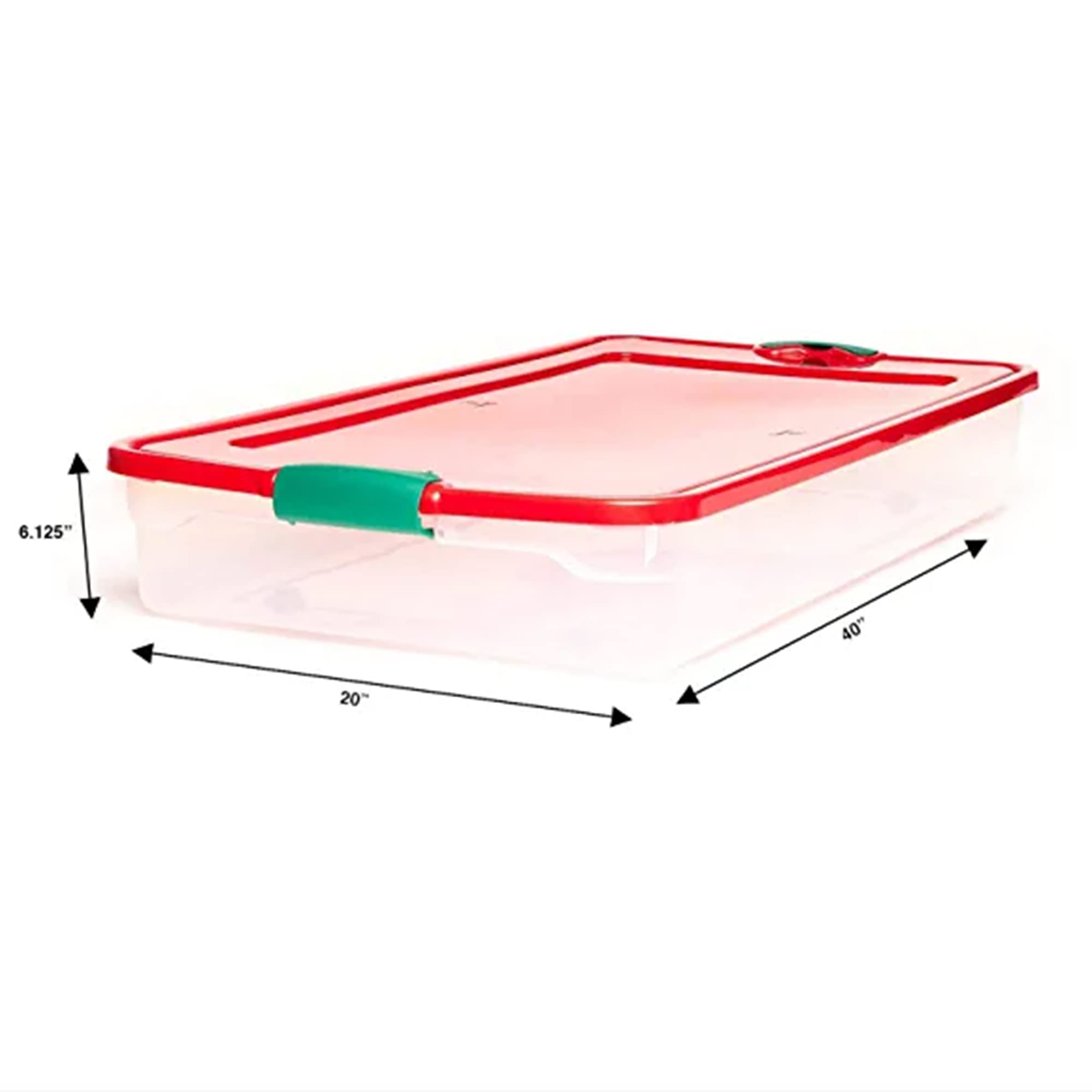 HOMZ 60-Quart Holiday Plastic Underbed Storage Bins with Red Latching Lids - 4 Pack Clear Rolling Storage Containers for Home Organization (Green Latches) | Perfect for Seasonal Clothes, Blankets & Bedding Storage Under Bed