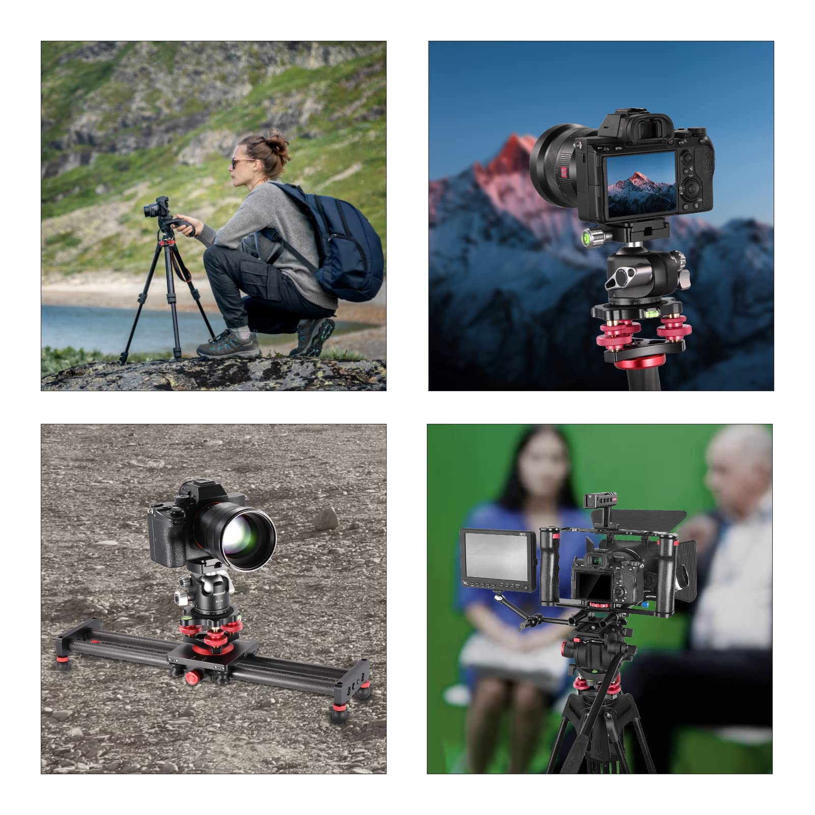 NEEWER 3-Axis Tripod Head Leveling Base - Aircraft Grade Aluminum Alloy, 3/8