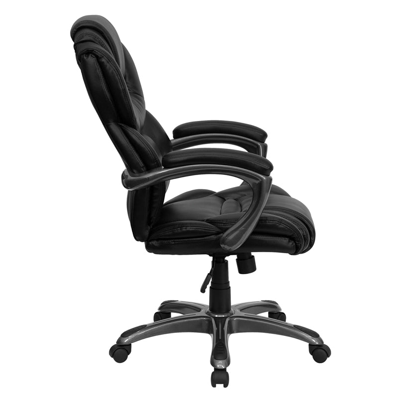 Premium FLASH Stella High Back Black LeatherSoft Executive Swivel Chair - Ergonomic Office Chair with Adjustable Arms for Home & Business Workspaces - Perfect for Long Hours of Comfortable Sitting in Office, Study or Conference Rooms