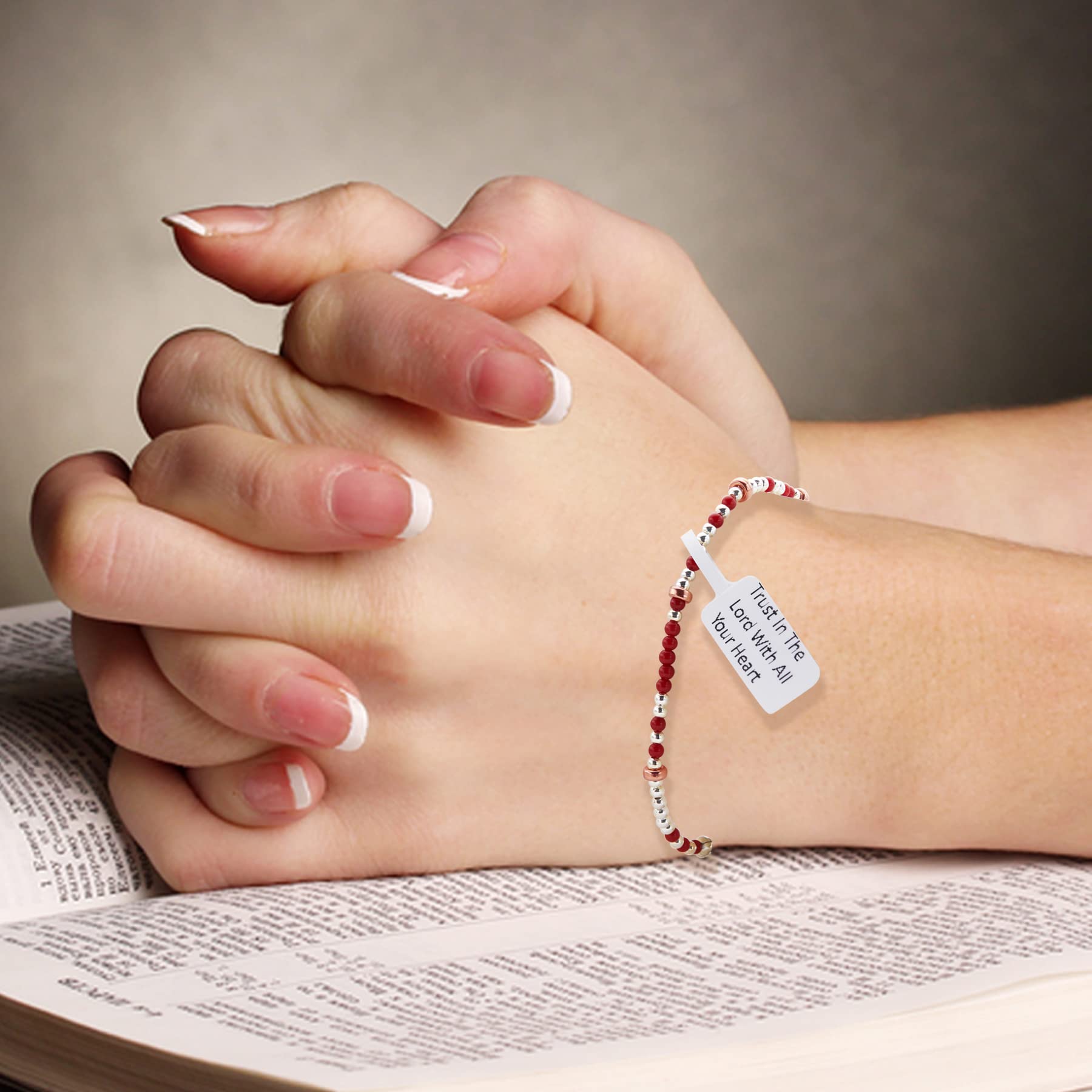 Trust in the Lord 925 Sterling Silver Morse Code Bracelet for Women - Christian Jesus Beaded Bracelet with Stone Beads by ALiLuYa | Perfect for Daily Wear, Church, Prayer & Gift Giving