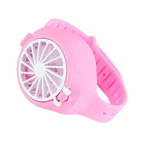 DIWANG Small Desk Fan - Mini Handheld Fan for Students, Travel, Office & Home Use - Quiet Cooling Wrist Fan for Indoor & Outdoor - Pink Portable USB Fan for Summer, Work, Study & Camping