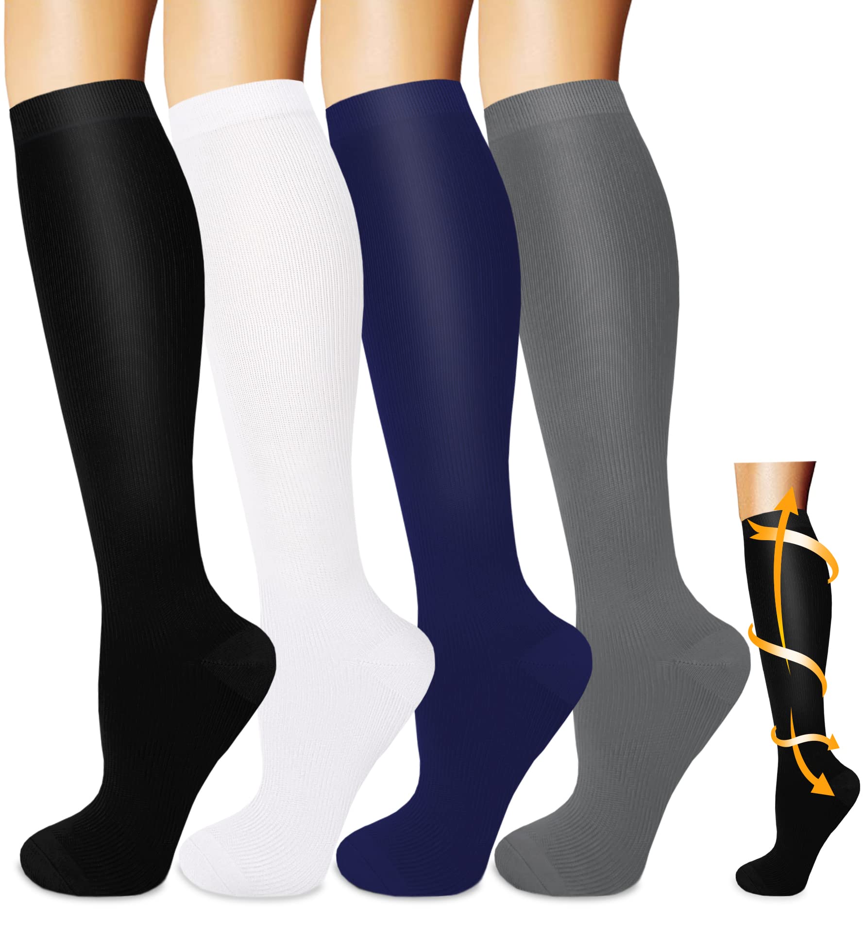 Best Compression Socks for Men & Women - 3 Pairs (20-25mmHg) - Running, Hiking, Sports & Travel Support Socks - Improve Circulation & Reduce Swelling for Athletes, Nurses & Frequent Flyers