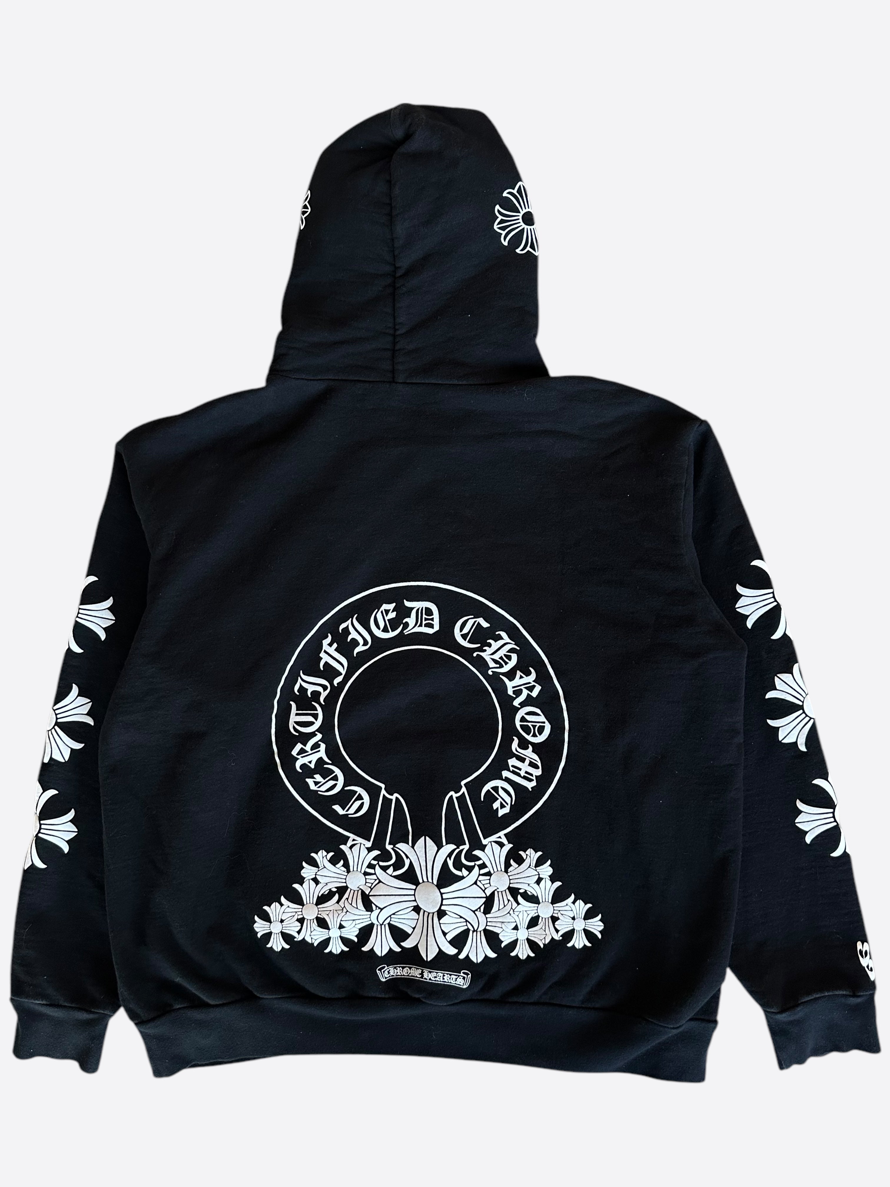 Chrome Hearts Drake Black & White Certified Horseshoe Logo Hoodie - Stylish Streetwear for Men & Women | Perfect for Casual Outfits, Concerts, and Urban Fashion