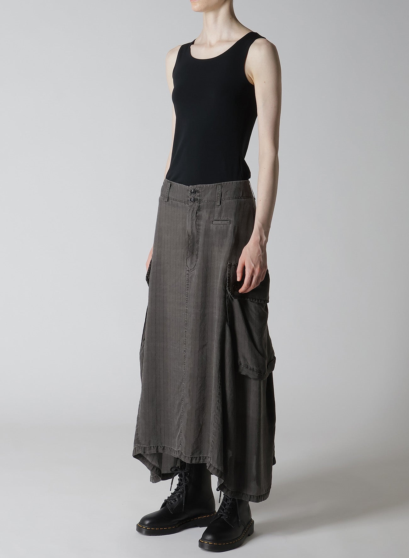 Cupro Stripe Cargo Skirt - Women's High Waist Utility Skirt with Pockets | Casual Wear, Street Style & Outdoor Adventures
