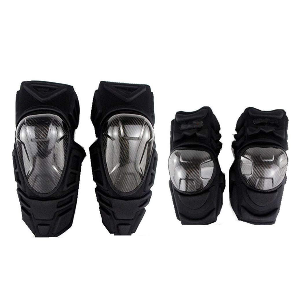 Best Protective Knee & Elbow Pads Set for Motorcycle, Motocross, Cycling, Skating, Scooters & Football - 4pc Black Sports Armor Guards for Impact Protection - Ideal for Extreme Sports & Outdoor Activities