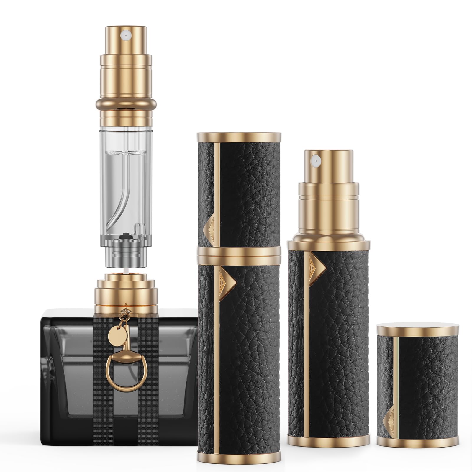 Premium 5ml Refillable Perfume Atomizer - Leak-Proof Travel Perfume Bottle with Luxury Dispenser Pump for Women & Men | Perfect for Airplane Carry-On, Gym Bag, and On-the-Go Fragrance Touch Ups