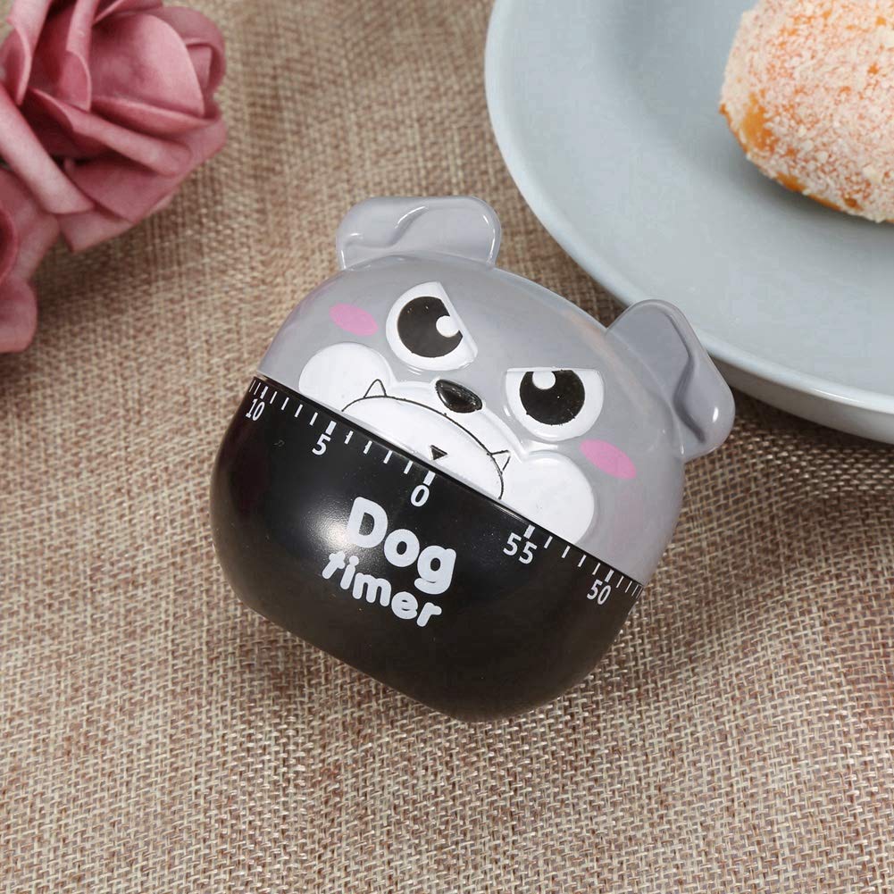 Dog-Shaped Mechanical Kitchen Timer - 55-Minute Countdown Clock for Cooking, Baking & BBQ - No Battery Needed - Gray Color - Perfect for Home Chefs & Baking Enthusiasts