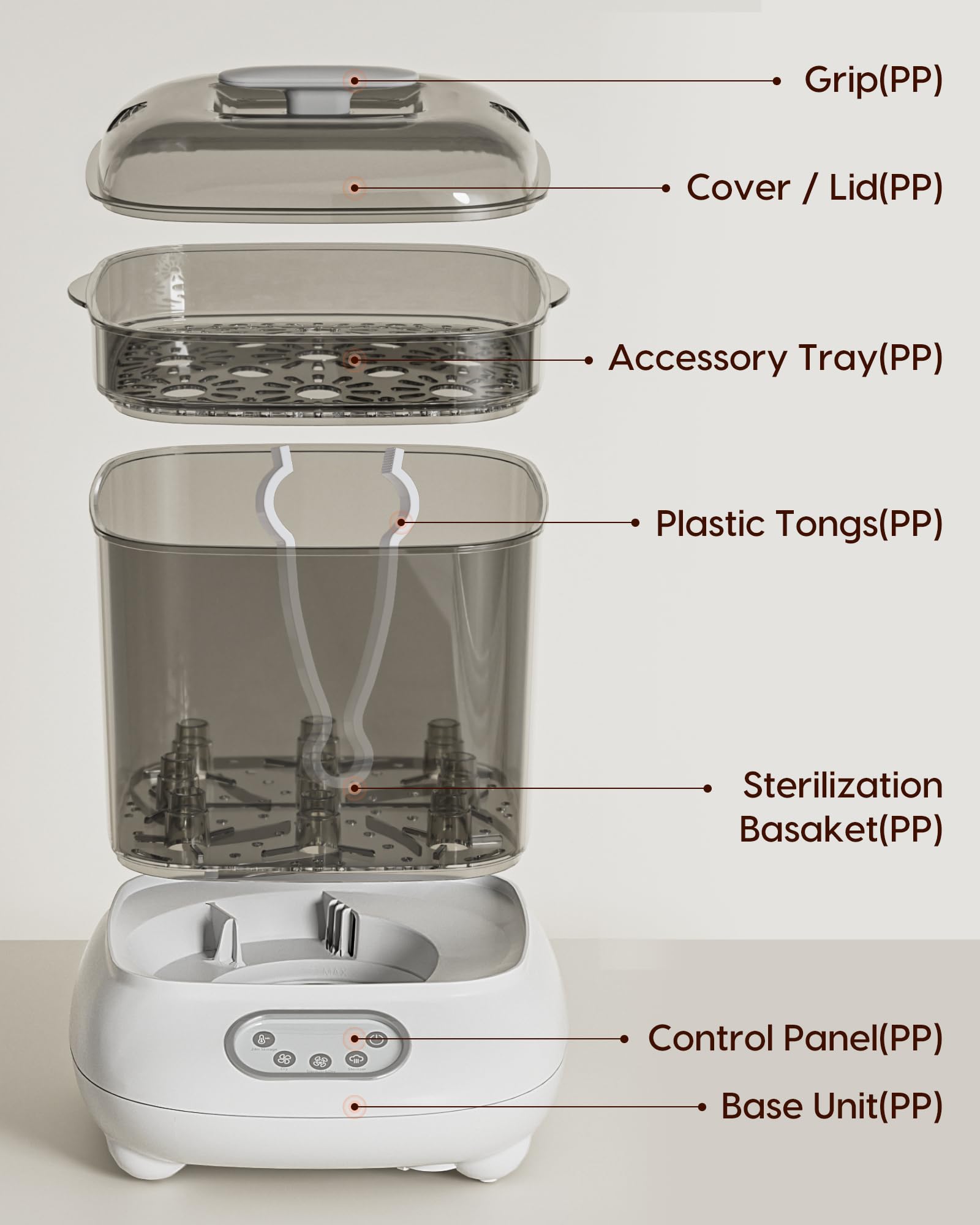 Femometer Electric Baby Bottle Sterilizer and Dryer - 12 Minute Fast Steam Sterilization, Large 9-Bottle Capacity for Newborn Essentials - Perfect for Home, Nursery and Travel Use