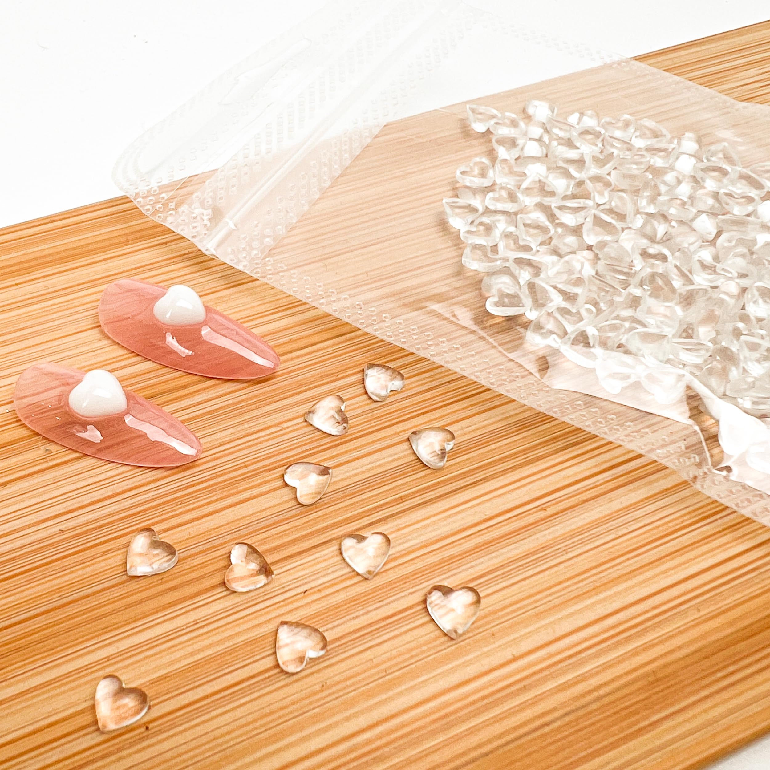 200 Pcs Clear Heart Nail Art Charms - 3D Mixed Size Love Rhinestone Decorations for Acrylic Nails, DIY Manicure, Women's Craft & Jewelry Making - Perfect for Valentine's Day, Bridal Shower & Party Nail Designs