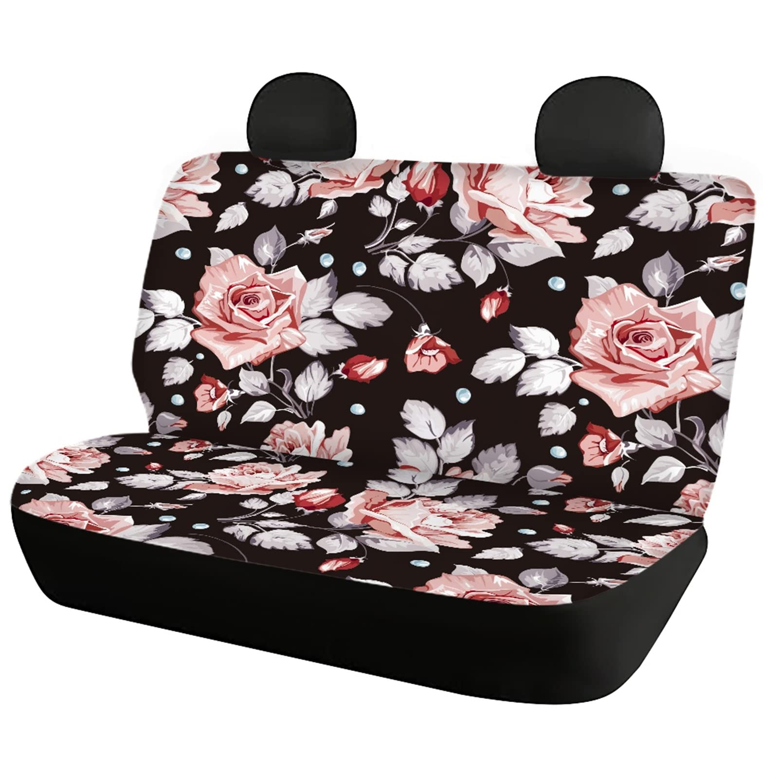 CLOHOMIN Hawaii Rose 2 Rear Bench Seat Cover - Watercolor Flower Car Seat Protector for Women & Men, Non-Slip Bucket Seat Cushion, Easy to Install (Perfect for SUVs, Sedans & Road Trips)