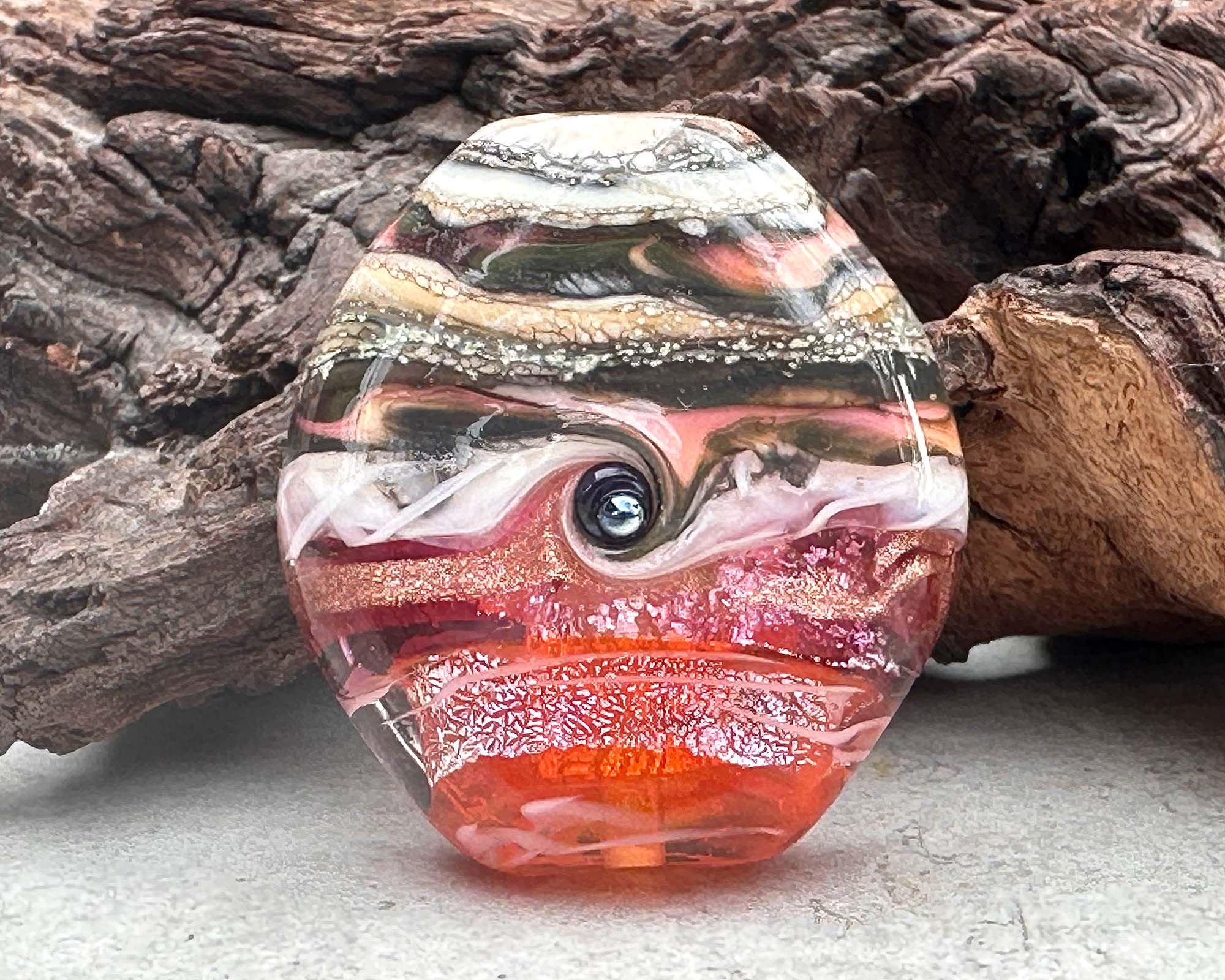 Handmade Sunset Organic Lampwork Glass Focal Bead SRA - Perfect for Jewelry Making, DIY Crafts & Beading Projects
