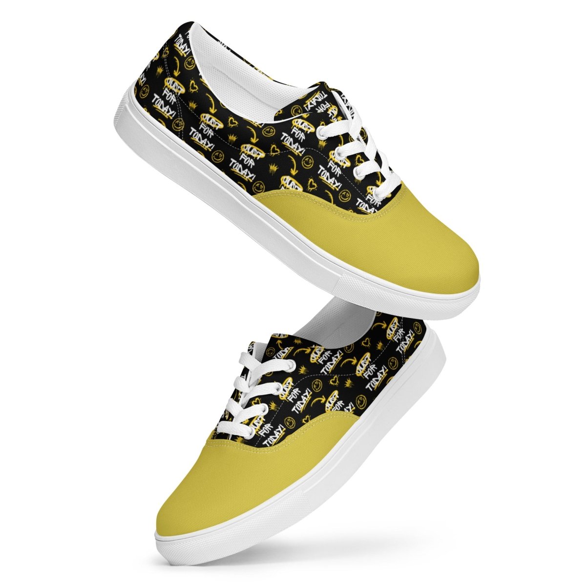 Just for Today Motivational Graffiti Women's Lace-Up Canvas Sneakers - Stylish Casual Shoes for Walking, Running & Street Fashion