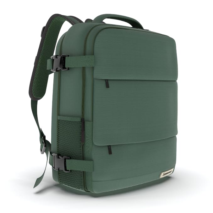 Stylish Travel Backpack for Business & Carry-On - Large Modern Laptop Bag with Green Color | Perfect for Air Travel, Commuting & Weekend Getaways