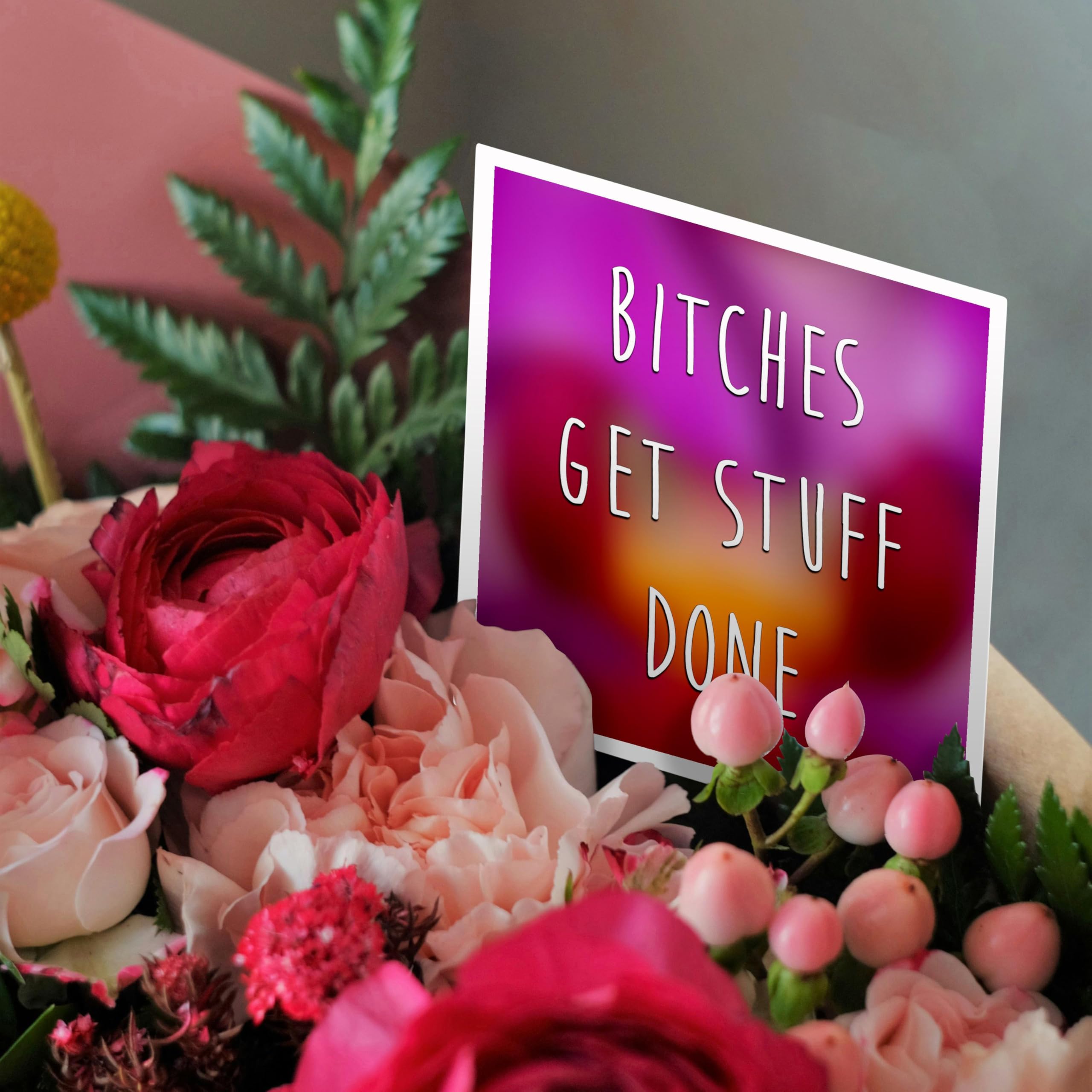 Bitches Get Stuff Done Motivational Greeting Cards - 6 Pack Inspirational Quote Cards with Unique Illustrations - Perfect for Office Gifts, Coworker Appreciation & Women Empowerment