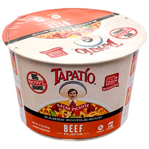 Tapatio Beef Flavor Ramen Noodle Soup - 24 Pack (6 x 3.7oz Microwaveable Bowls) | Quick & Easy Meal | Perfect for Office Lunch, College Dorm, or Late Night Snack