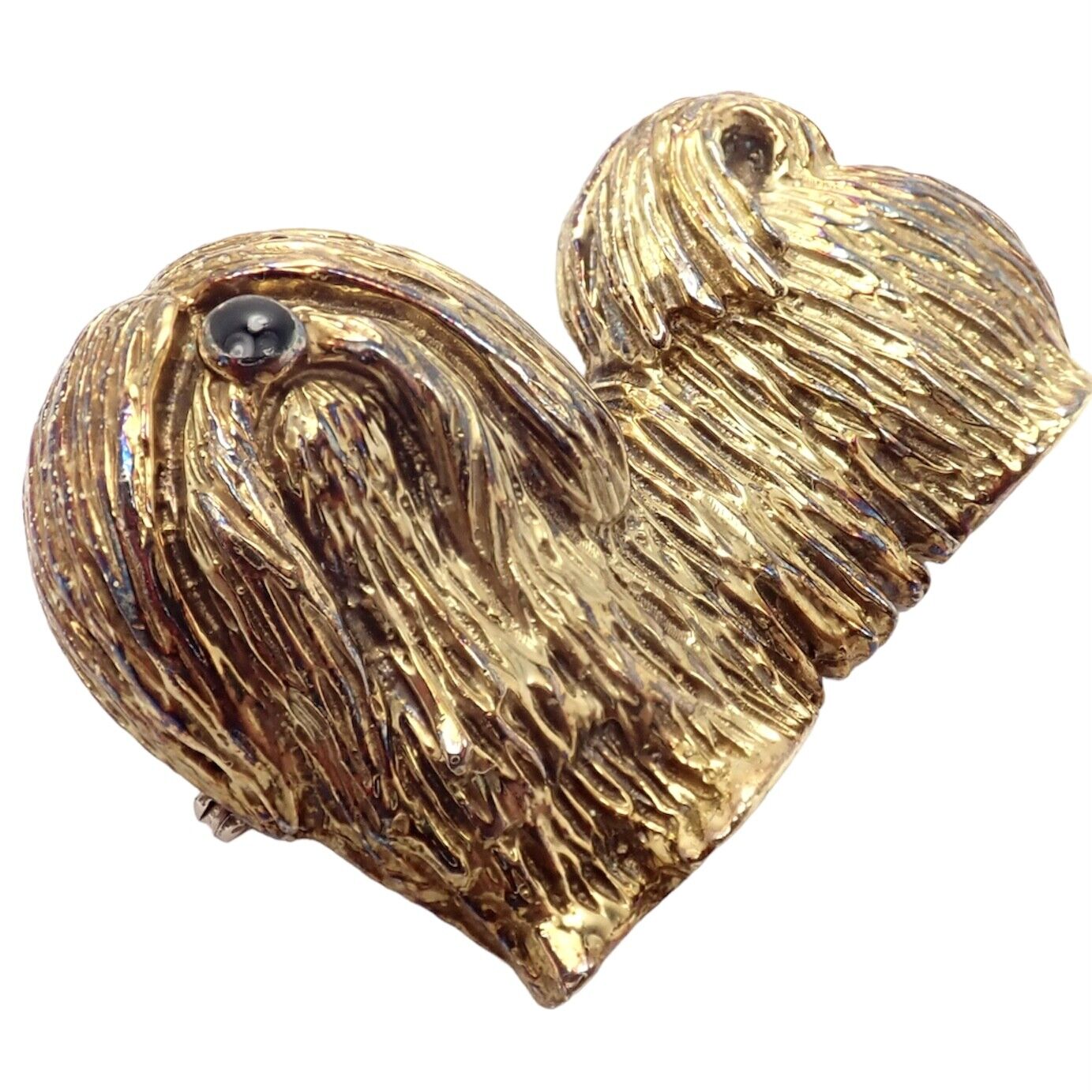 Vintage Tiffany & Co 14k Yellow Gold Enamel Shih Tzu Dog Brooch Pin - 1960s Collectible Jewelry for Women | Perfect for Vintage Fashion, Gift Giving & Special Occasions