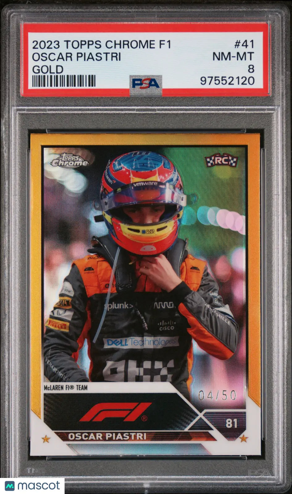 2023 Topps Chrome Formula 1 Oscar Piastri Rookie Card PSA 8 04/50 #41 - Rare Collectible for F1 Fans & Sports Memorabilia Enthusiasts