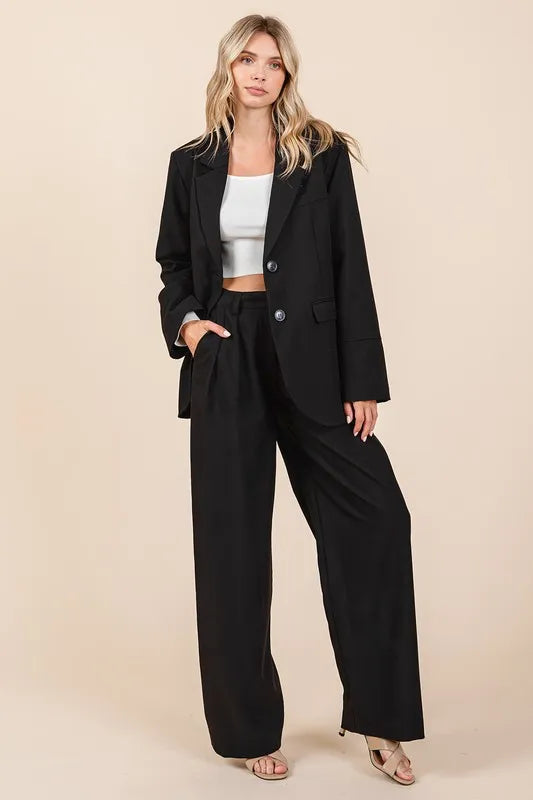 Black Pintuck Detail High Rise Pants for Women - Slimming Tailored Work Pants, Office Wear & Business Casual Outfits