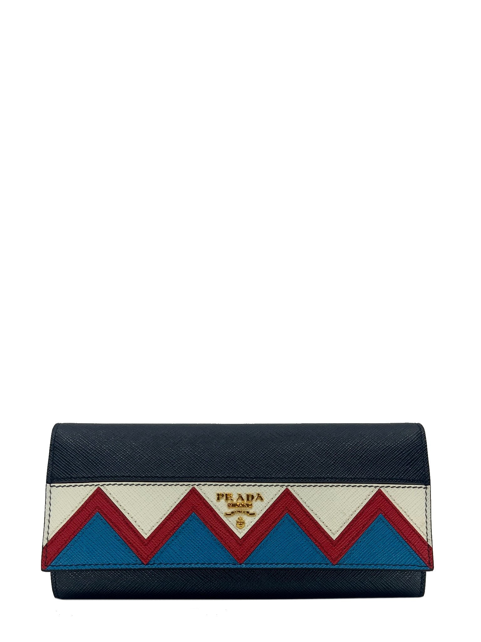 Prada Saffiano Leather Zig Zag Continental Wallet - Authentic Luxury Women's Wallet for Everyday Use & Special Occasions
