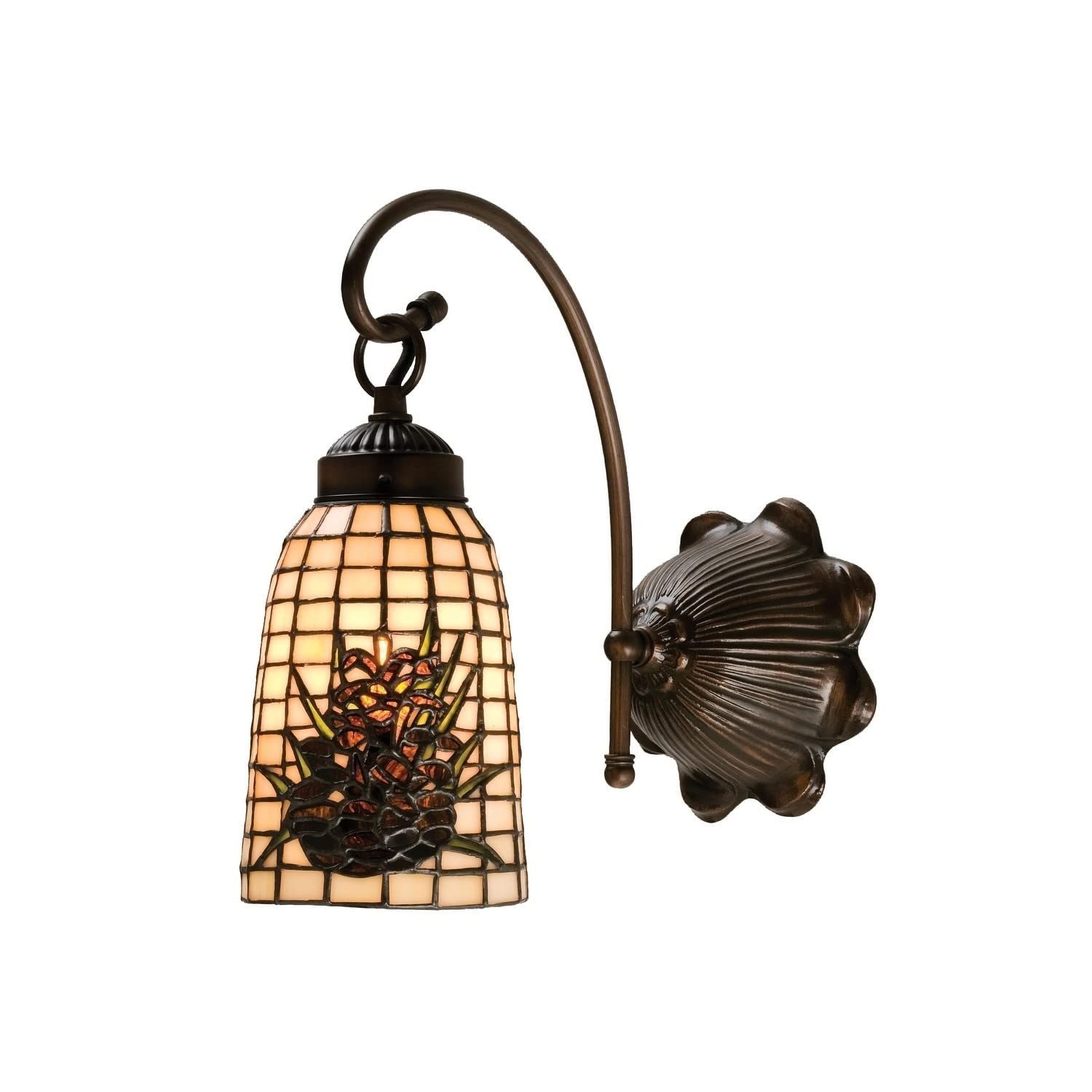 Meyda Tiffany 18660 Bronze/Dark Finish Tiffany Mica Wall Sconce Light - 32 Inch Antique Style from Pine Barons Collection - Perfect for Bedroom, Living Room & Hallway Lighting Decor