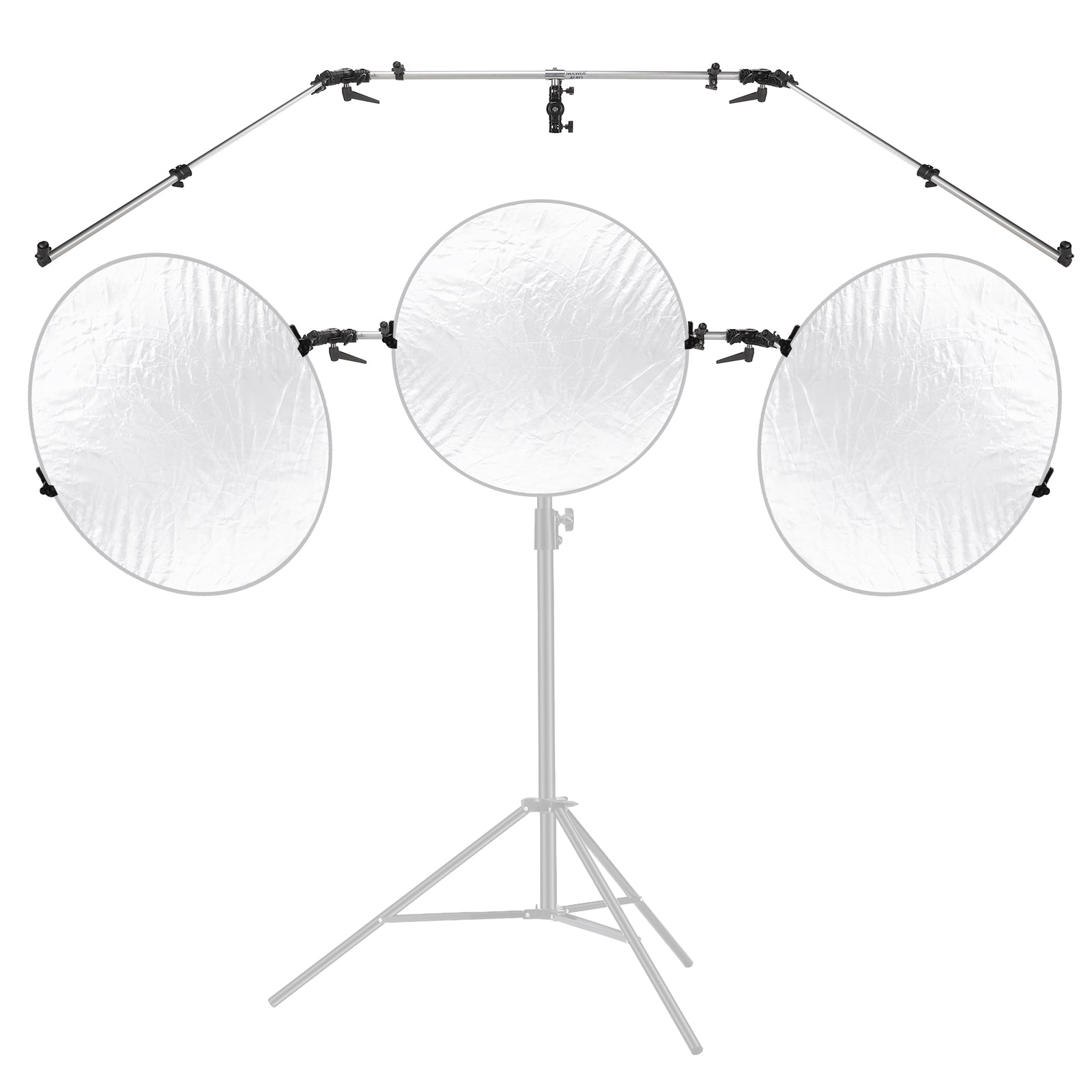 NEEWER ST RF3 Triple Reflector Holder for Photography Stand - Professional Light Reflector Mount for Studio, Portrait, and Outdoor Photography - Perfect for DSLR, Mirrorless Cameras, and Video Lighting