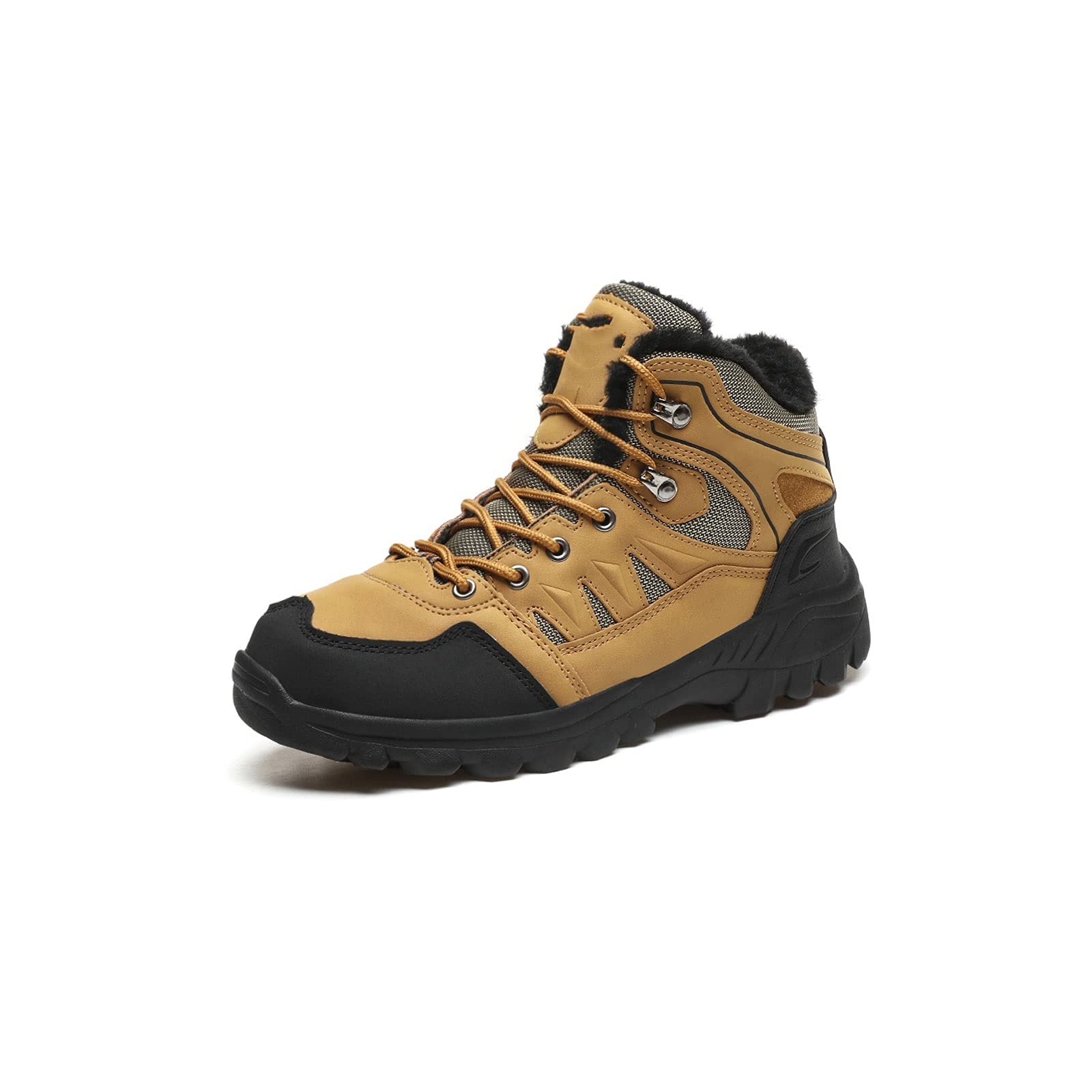 **GAGC Men's Winter Plush Ankle Boots - Waterproof Leather Sneakers for Outdoor Hiking & Work Safety - Super Warm & Durable (Brown, Size 8.5) - Perfect for Snow, Hiking & Winter Work**