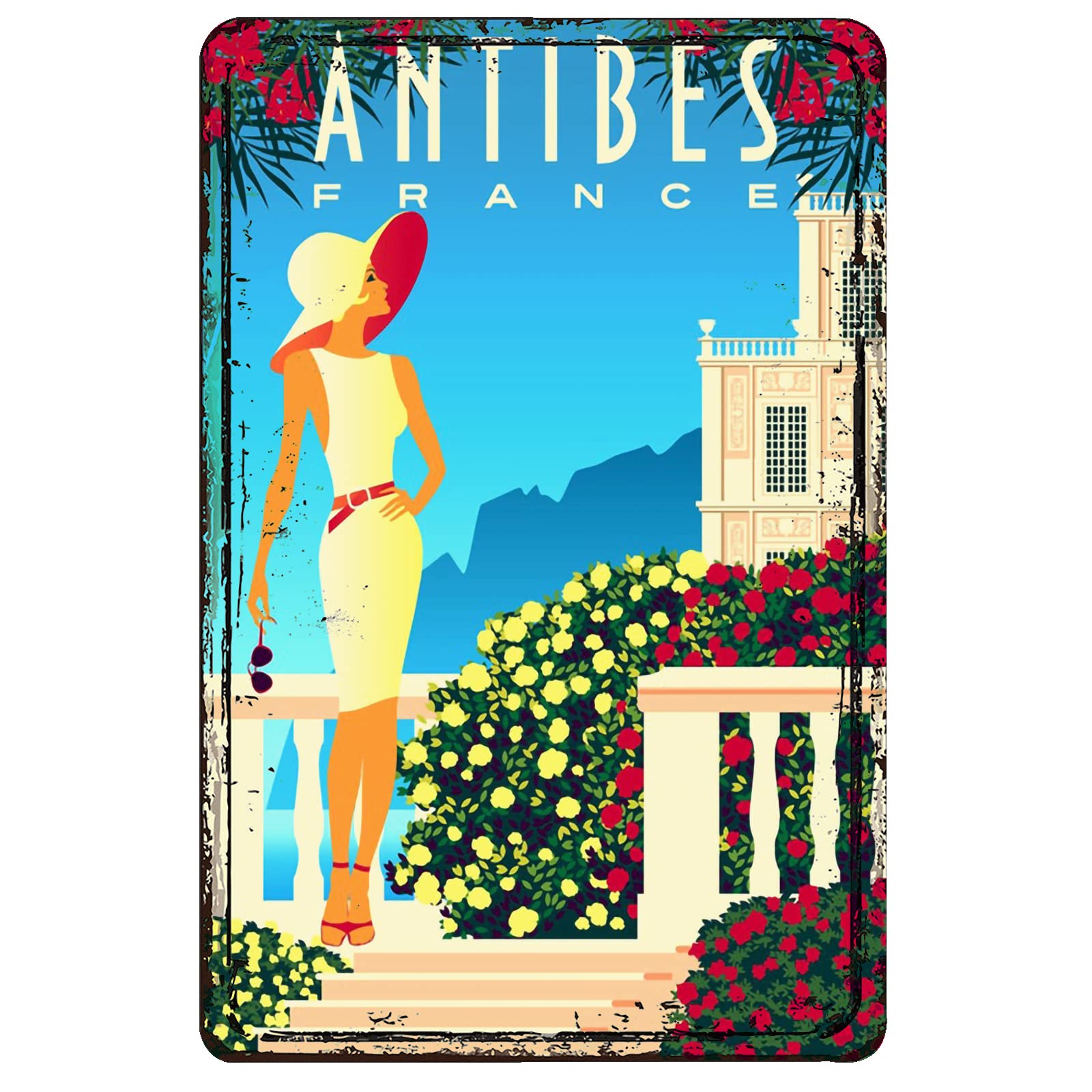 Vintage Eiffel Tower Metal Wall Art - 8x12 Inch Retro Paris Travel Poster for Living Room, Bedroom & Outdoor Decor - Rustic France Themed Tin Sign Home Décor (20x30cm)