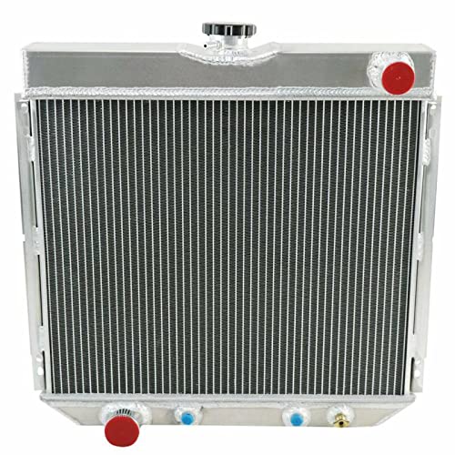 4 Row Aluminum Radiator for 63-77 Ford Mustang Falcon Torino Fairlane - Compatible with 3.3L 4.1L L6 & 5.0L V8 Gas Engines - High Performance Cooling Upgrade for Classic Car Restoration & Hot Rod Builds