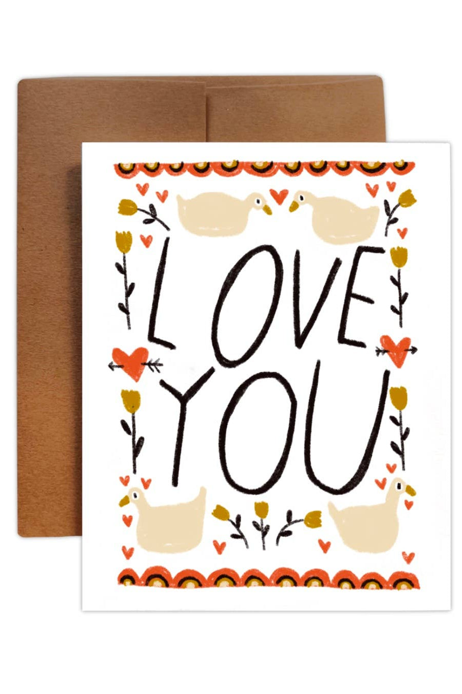 I Love You Goose Greeting Card - Funny & Cute Animal Card for Valentine's Day, Anniversary, Birthday - Perfect Romantic Gift for Couples & Loved Ones