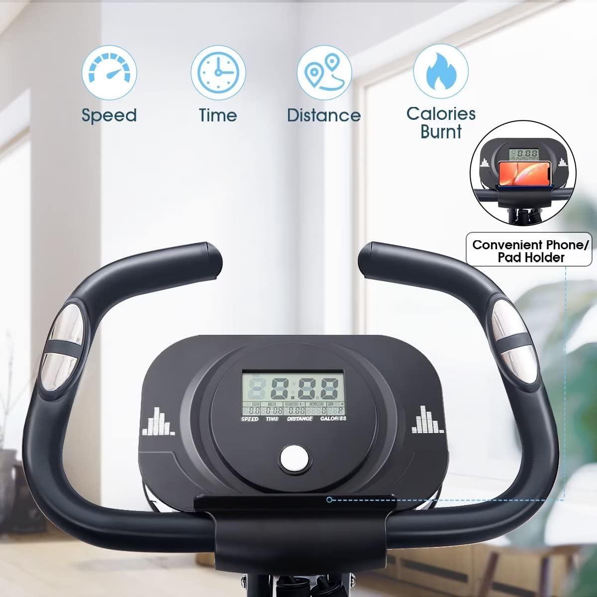 Merax 2-in-1 Foldable Exercise Bike - 16-Level Magnetic Resistance Recumbent & Upright Indoor Cycling Bike for Home Workouts | Perfect for Cardio Training, Weight Loss & Small Space Fitness