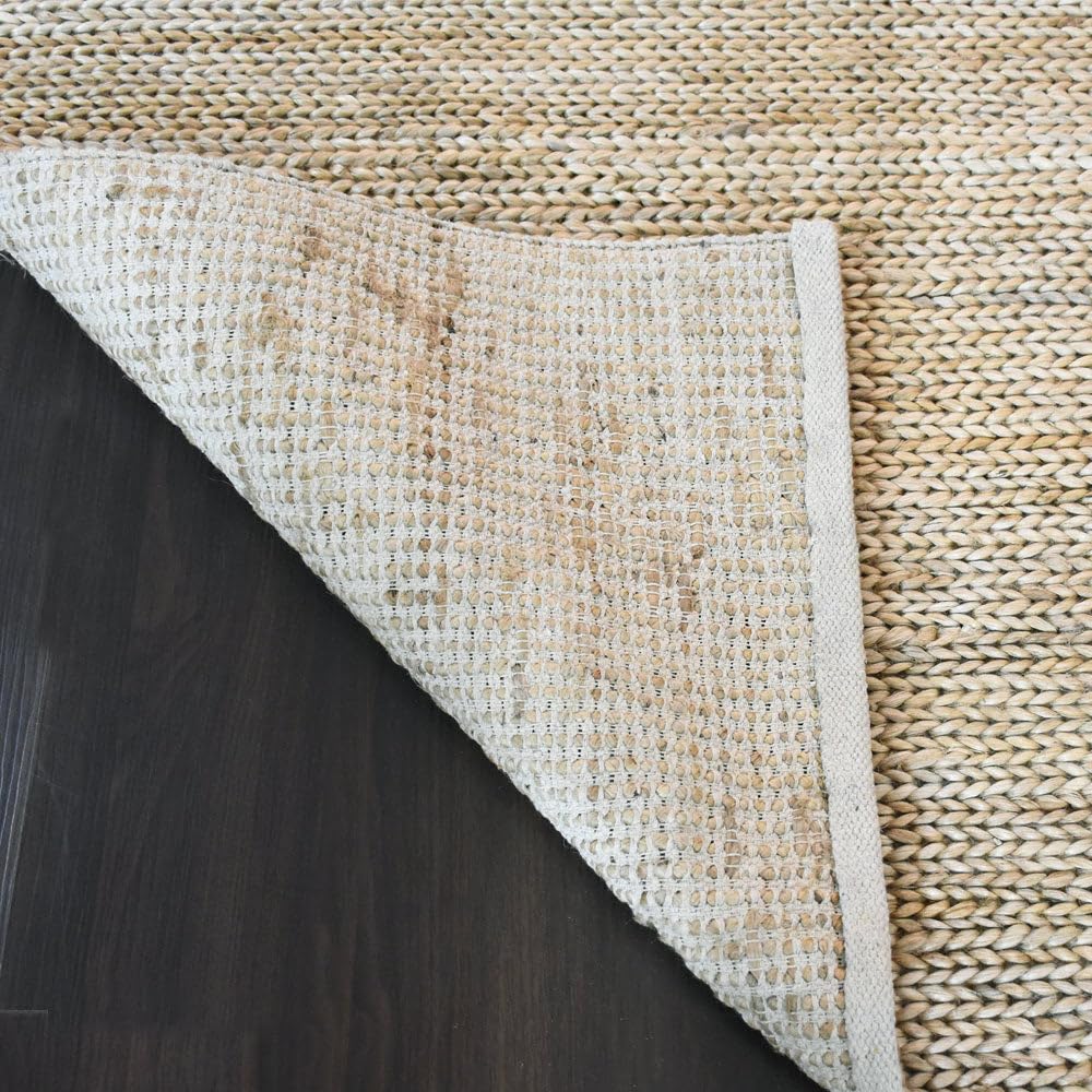 Hand Knotted SUMAK Jute Eco-Friendly Solid Area Rug 8'x10' Rectangle - Camel Color High Pile Natural Fiber Rug for Living Room, Bedroom & Outdoor Use | Handmade Plain Design (J00013)