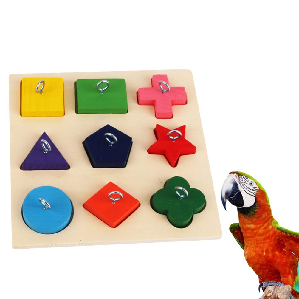 POPETPOP Wooden Parrot Block Toy - Safe & Fun Bird Chewing Toy for Parrots, Cockatiels, Lovebirds - Perfect for Playtime, Training & Enrichment Activities