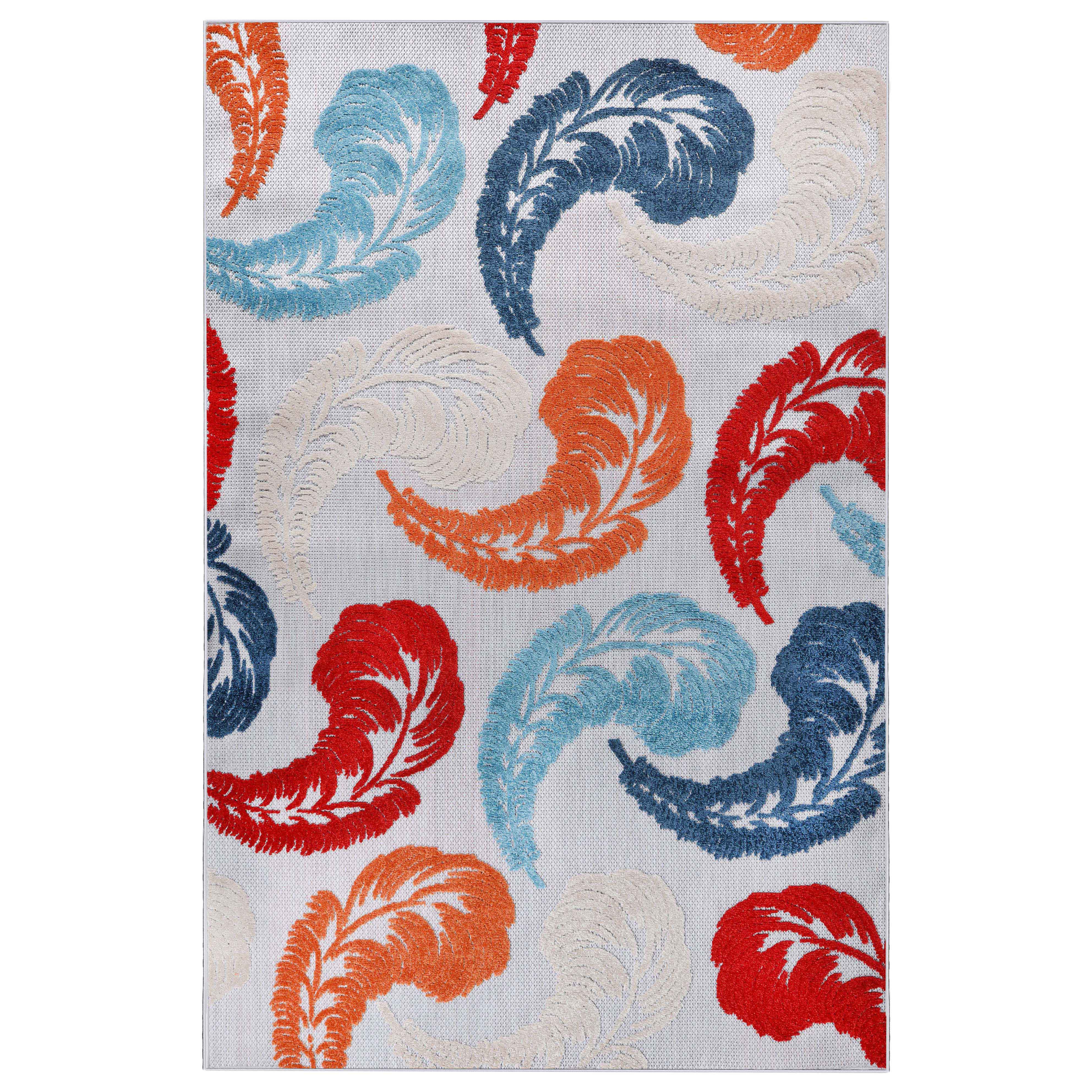Feather Modern Bohemian Indoor Outdoor Area Rug - Soft & Stylish for Living Room, Bedroom, Patio Decor