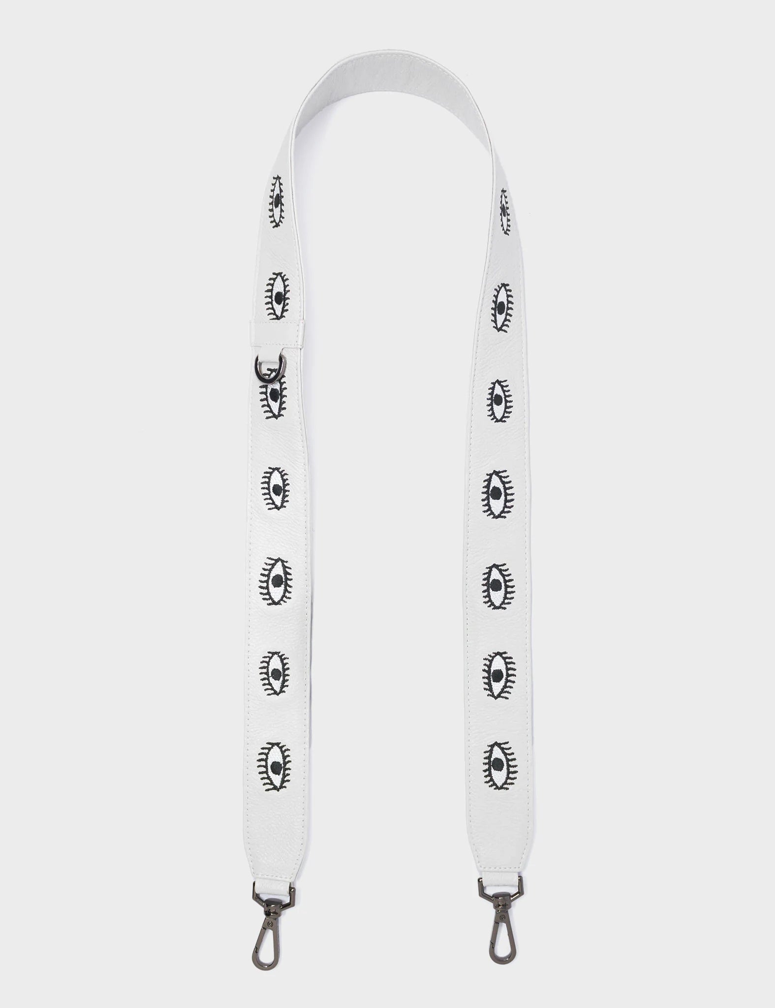 Detachable Cream Leather Shoulder Strap with All Over Eyes Embroidery - Perfect for Handbags, Tote Bags & Crossbody Bags (Fashion Accessory Upgrade)