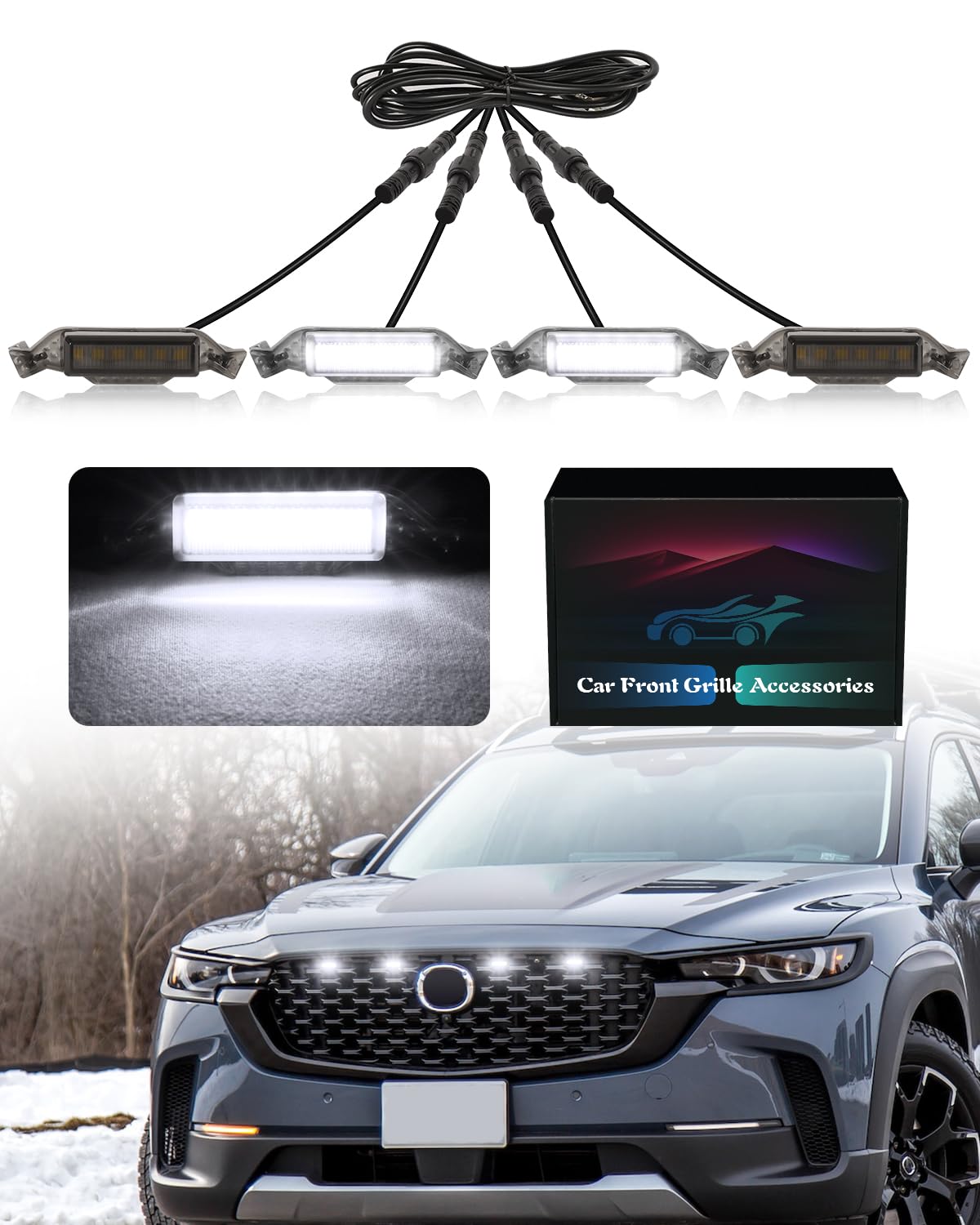 2022-2025 Mazda CX-50 LED Grill Lights - White Front Grille Trim Accessories for Enhanced Night Visibility & Off-Road Style | Perfect for Camping, Off-Roading & Night Driving