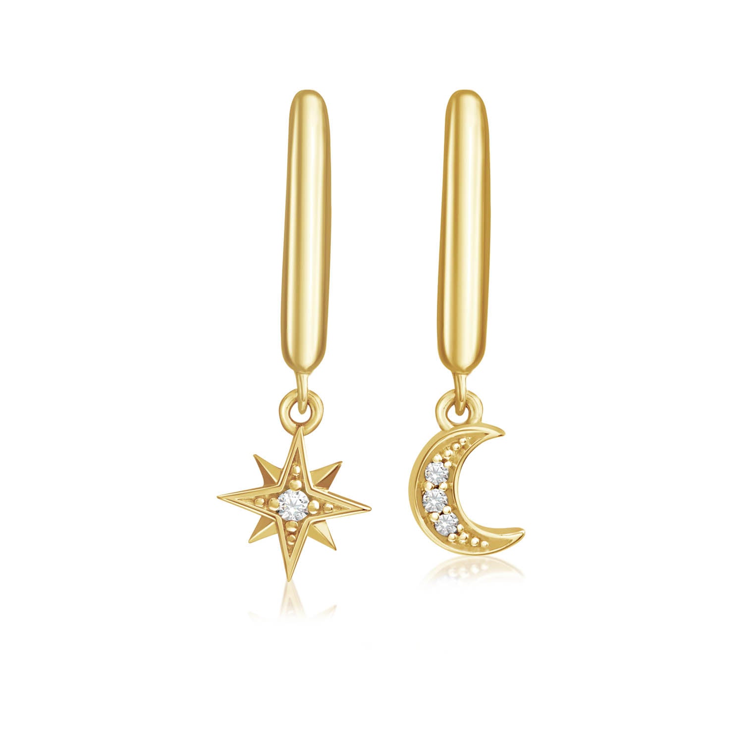 Moon & Stars Hoop Earrings - Sterling Silver Celestial Jewelry for Women | Boho Chic Dangle Earrings for Everyday Wear & Special Occasions