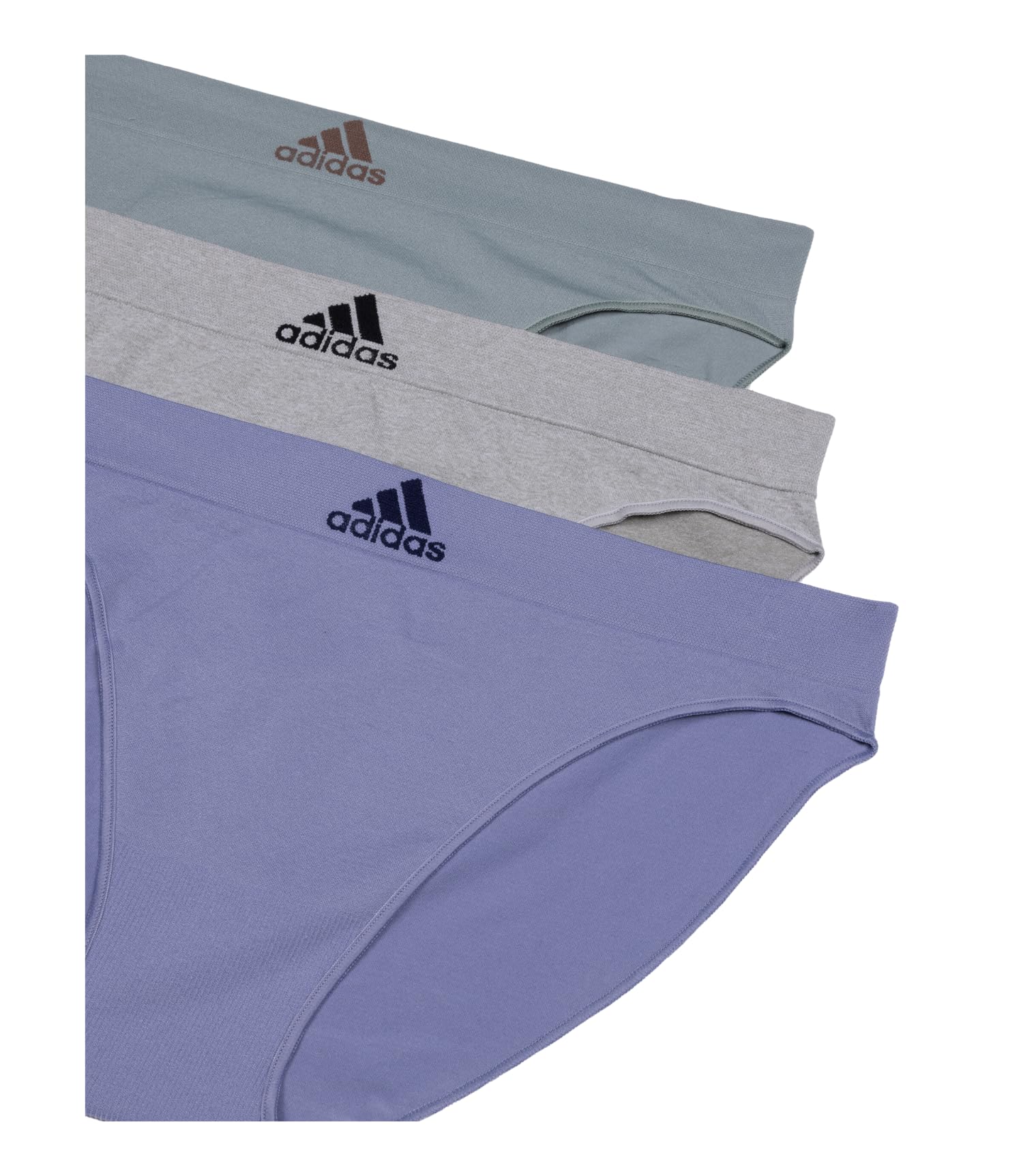 adidas Women's Seamless Bikini Underwear 3-Pack - Soft Breathable Comfortable Panties for Workout, Yoga & Everyday Wear