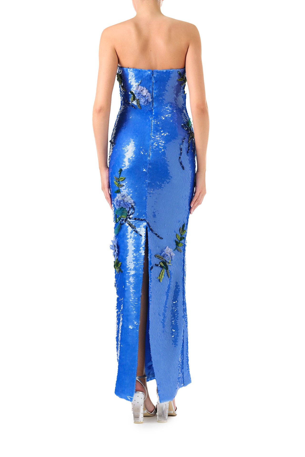 Elegant Floral Embroidered Sequin Evening Gown for Women - Perfect for Prom, Wedding, and Special Occasions