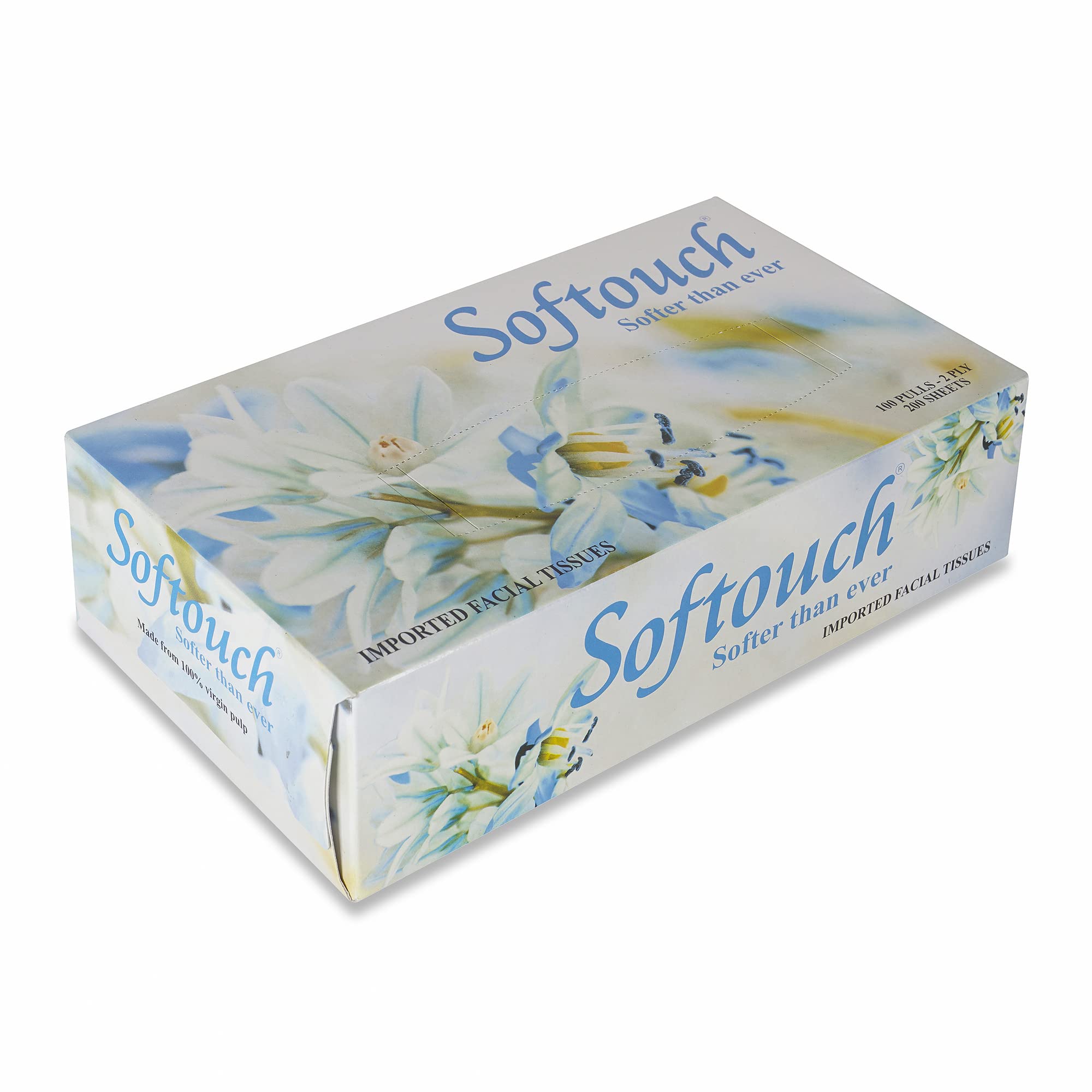 SoftTouch Facial Tissues 200 Sheets per Box (4-Pack) - Ultra Soft & Strong for Home, Office & Travel Use