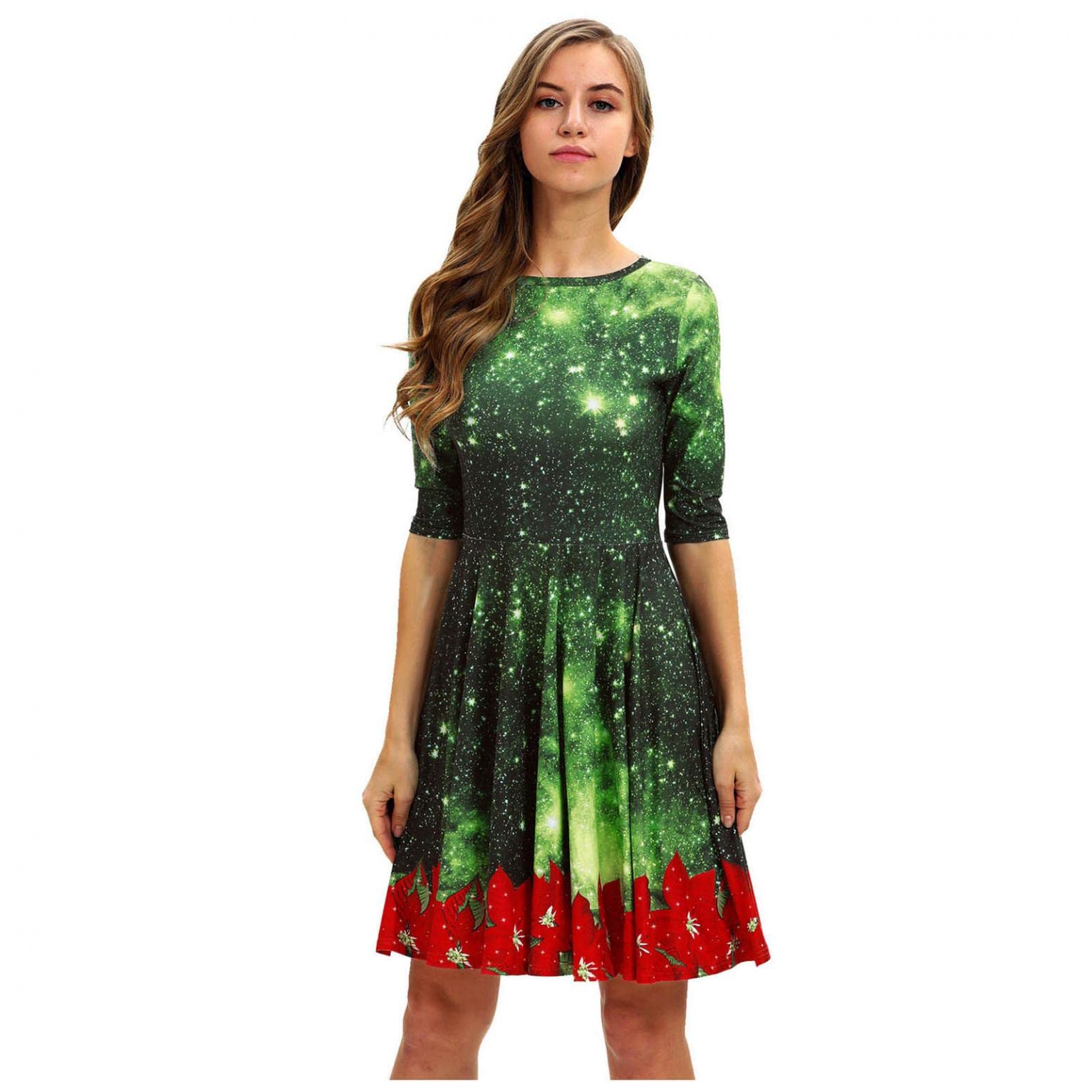 Plus Size Christmas Homecoming Dresses for Women - Sexy Green Summer Dress with Bow Knot & Snowman Print, Bandage Mini & Swing Sundress | Holiday Party, Office Wear, Date Night Outfits