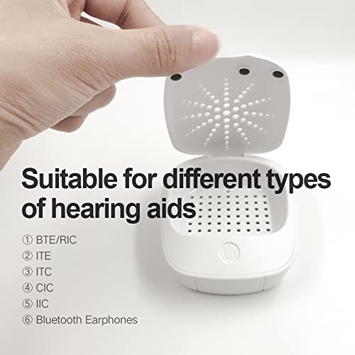 Electric Hearing Aid Dehumidifier Dryer with UV Light - Universal Drying Case for All Hearing Aid Brands - Perfect for Nightly Storage & Maintenance
