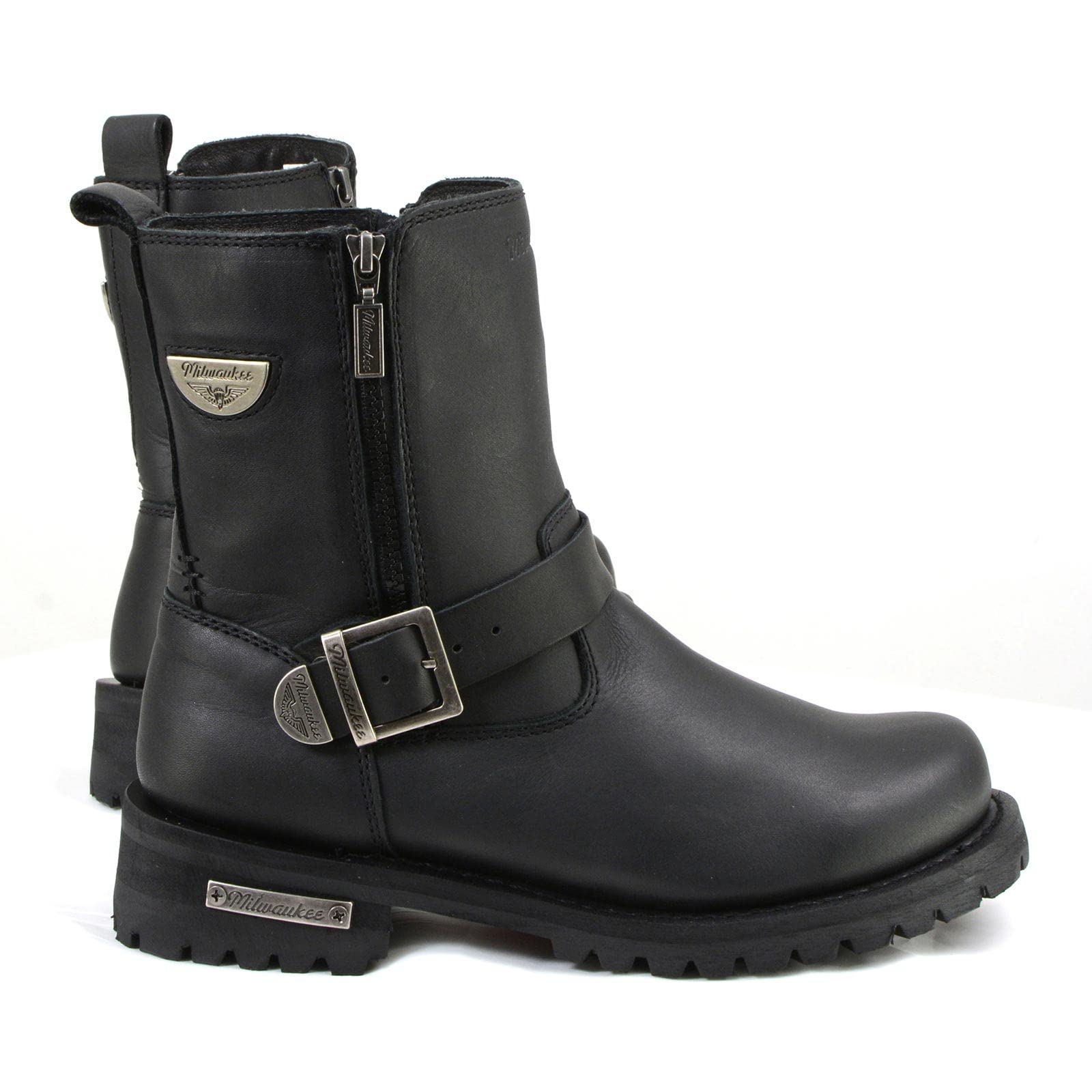 Milwaukee Motorcycle Afterburner Leather Boots for Men - Black | Durable Riding Footwear for Cruiser & Touring Bikes | Waterproof Motorcycle Gear for Long Distance Travel & Daily Commute