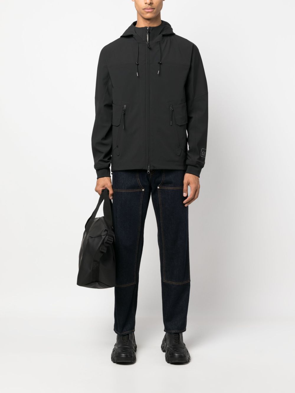 CP COMPANY METROPOLIS Jacket for Men - Waterproof Windbreaker with Hood, Lightweight Outdoor Jacket for Hiking, Travel & Urban Style (Black)