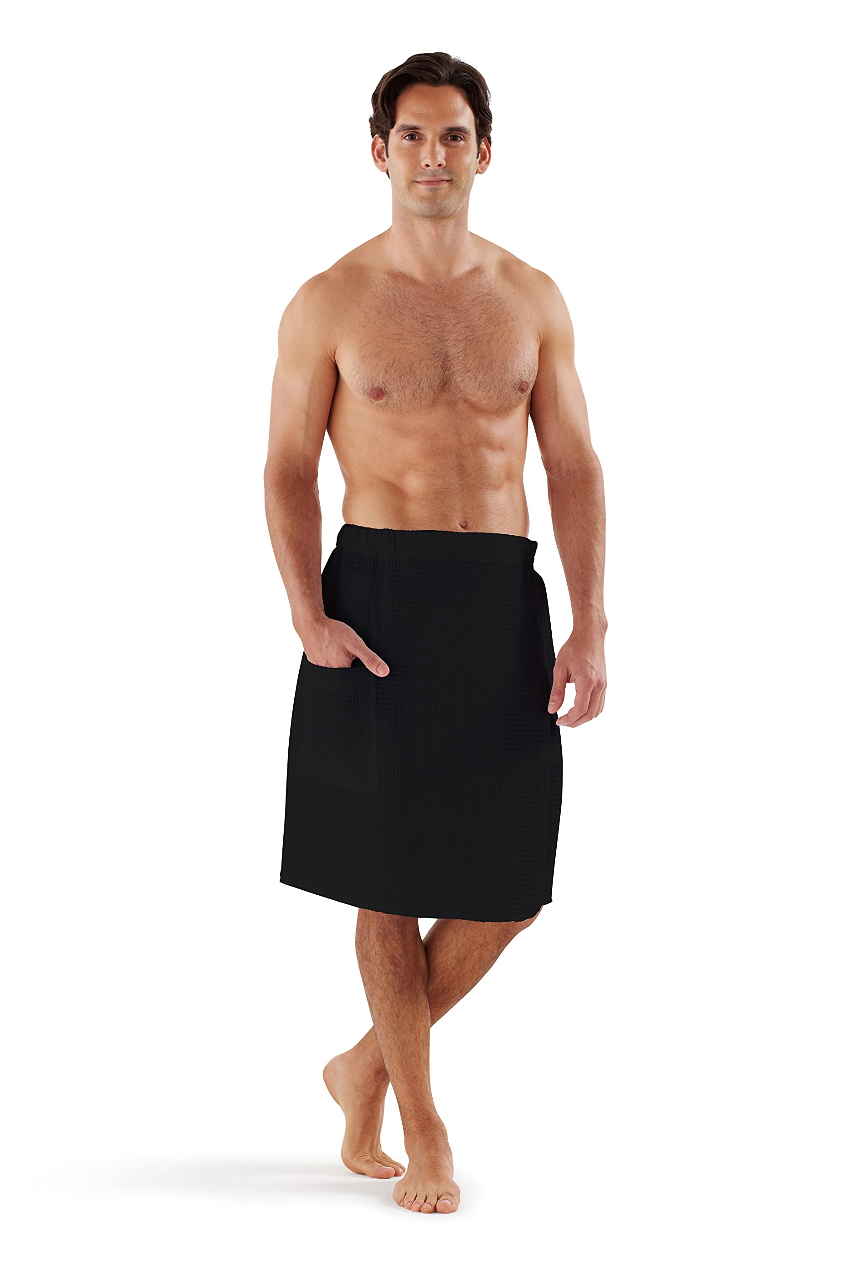 Boca Waffle Shower Wrap for Men - Lightweight & Adjustable Sauna Towel Wrap - Home, Spa, Gym & Beach Use - Quick Dry & Secure Bath Wrap for Post Shower, Swimming & Relaxation