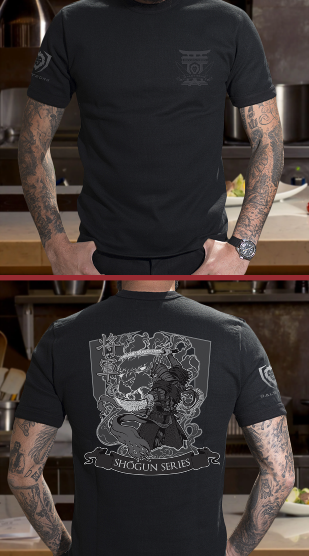 Shogun Series Blades Up Graphic T-Shirt for Men - Japanese Samurai Design Casual Tee - Perfect for Streetwear, Anime Conventions & Martial Arts Events