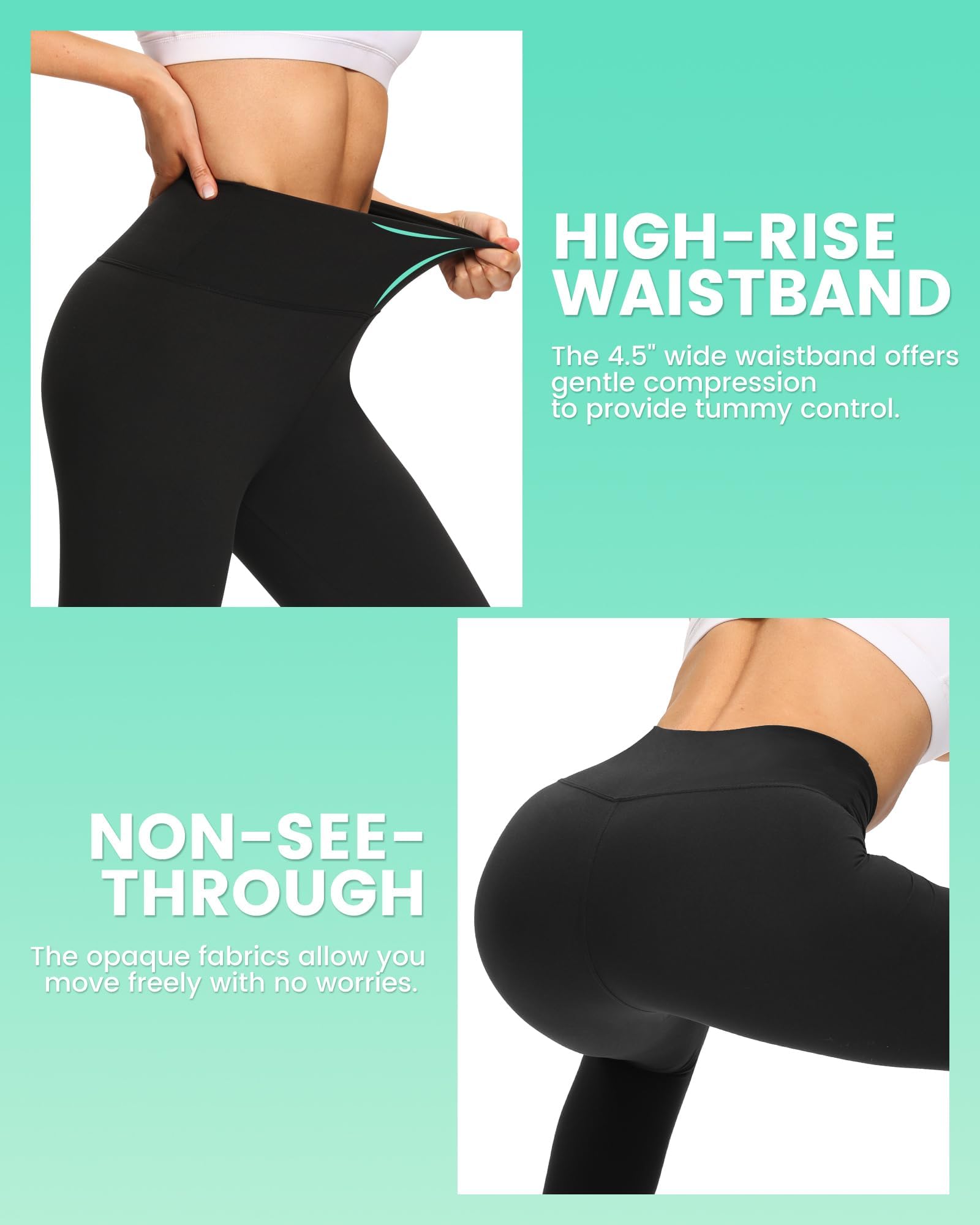 TNNZEET 3 Pack Women's High Waisted Yoga Pants - Tummy Control Black Leggings with Pockets for Gym, Running & Workout | Comfortable & Soft for Everyday Wear