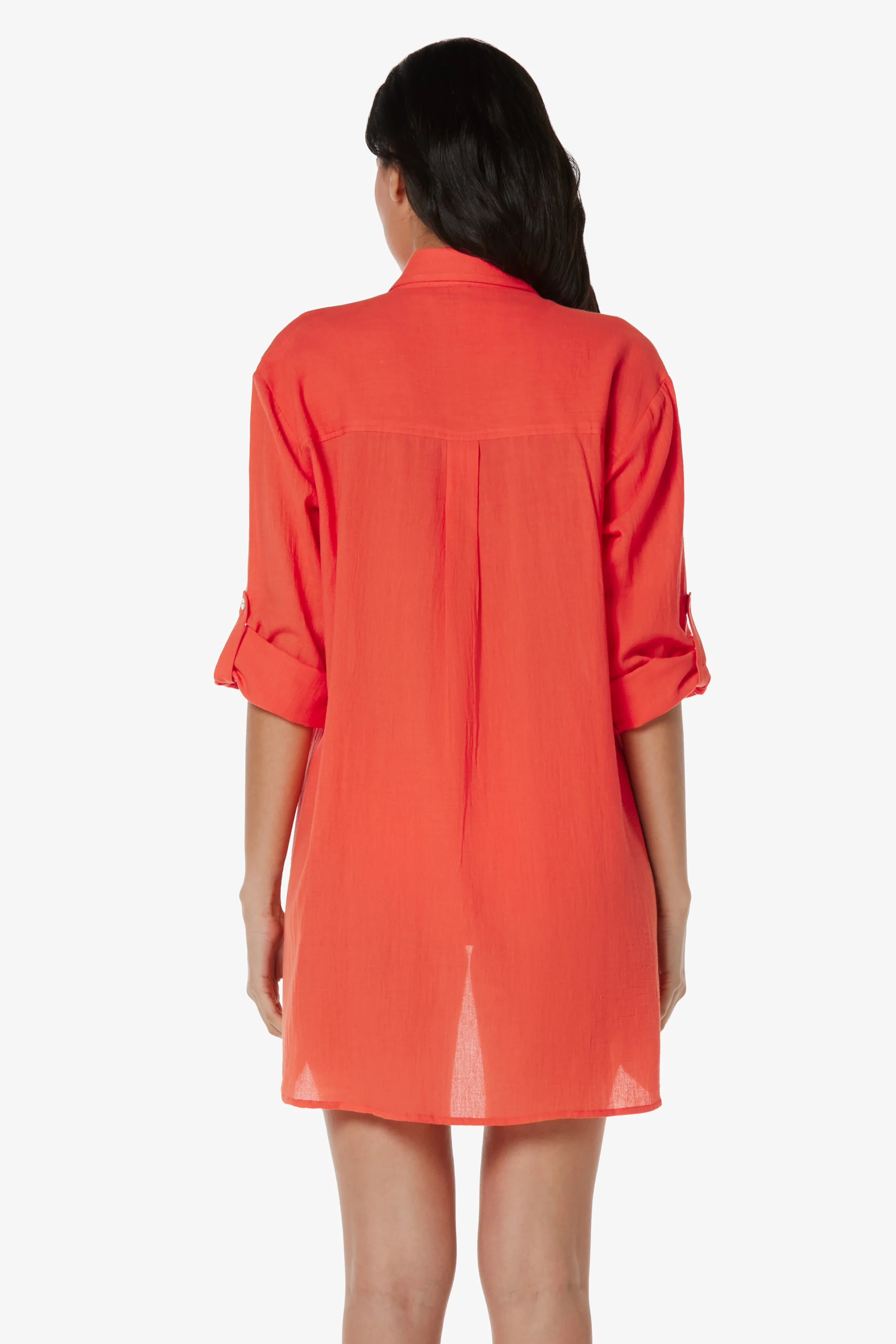 Lightweight Camp Shirt Cover Up for Women - Coral Beachwear for Summer Vacations & Poolside Relaxation