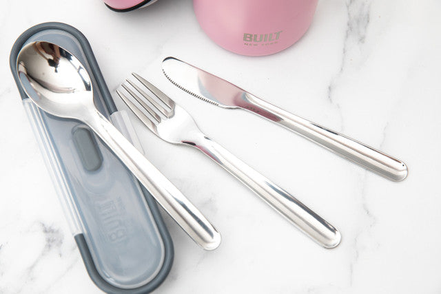 BUILT Travel Cutlery Set with Case - Portable Stainless Steel Utensils for Camping, Hiking & Picnics