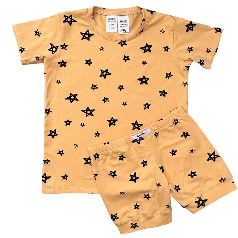 Ochre Star Shortie PJ Set - Soft & Comfortable Women's Short Pajama Set for Sleep & Lounge - Perfect for Nightwear, Relaxing at Home, and Cozy Evenings