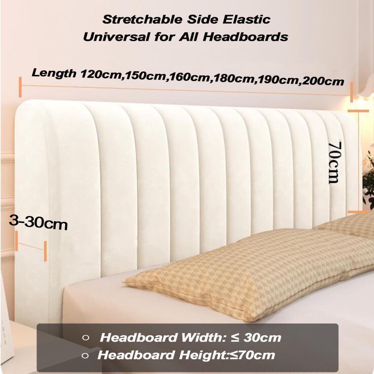 JacoJe Velvet Bed Headboard Cover for Queen, King & Cal King Size Beds - Thick Quilted Dustproof Protector & Decor Slipcover (Beige, King:200cm/79in) - Perfect for Bedroom Makeover, Hotel Style Upgrade & Dust Protection